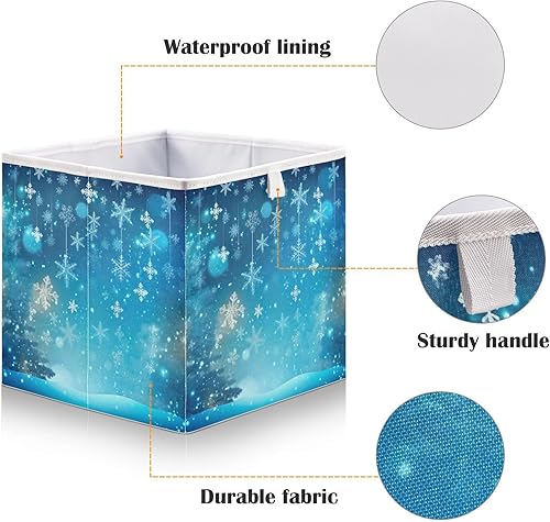 Miniatura 3 de Christmas Winter Lights Snowflakes Cube Storage Bin Fabric Storage Cubes Foldable Storage Box Large Closet Organizers Baskets Containers for Shelves