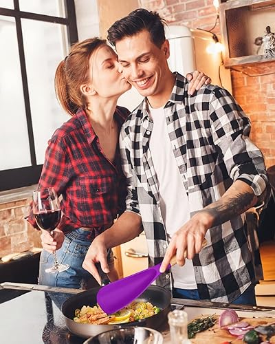 Miniatura 48 de Cuchara de cocina para utensilios de cocina antiadherentes, ideal para cocinar y servir silicona mate resistente sin BPA, cuchara con mango de Azul