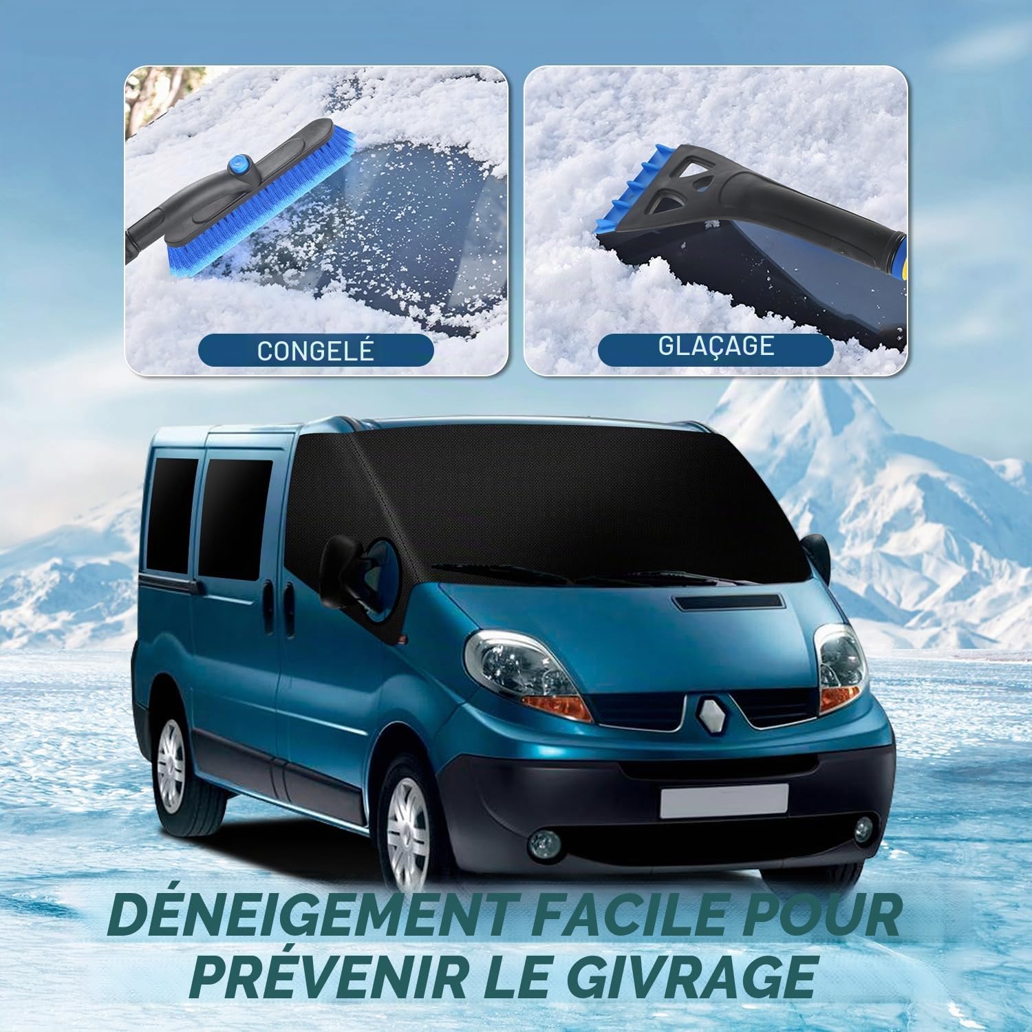 Housse de pare-brise de voiture 600D imperméable pour Renault Trafic 2001-2014, tapis thermique, occultant, anti-UV, gel, glace, poussière, pour Opel Vivaro