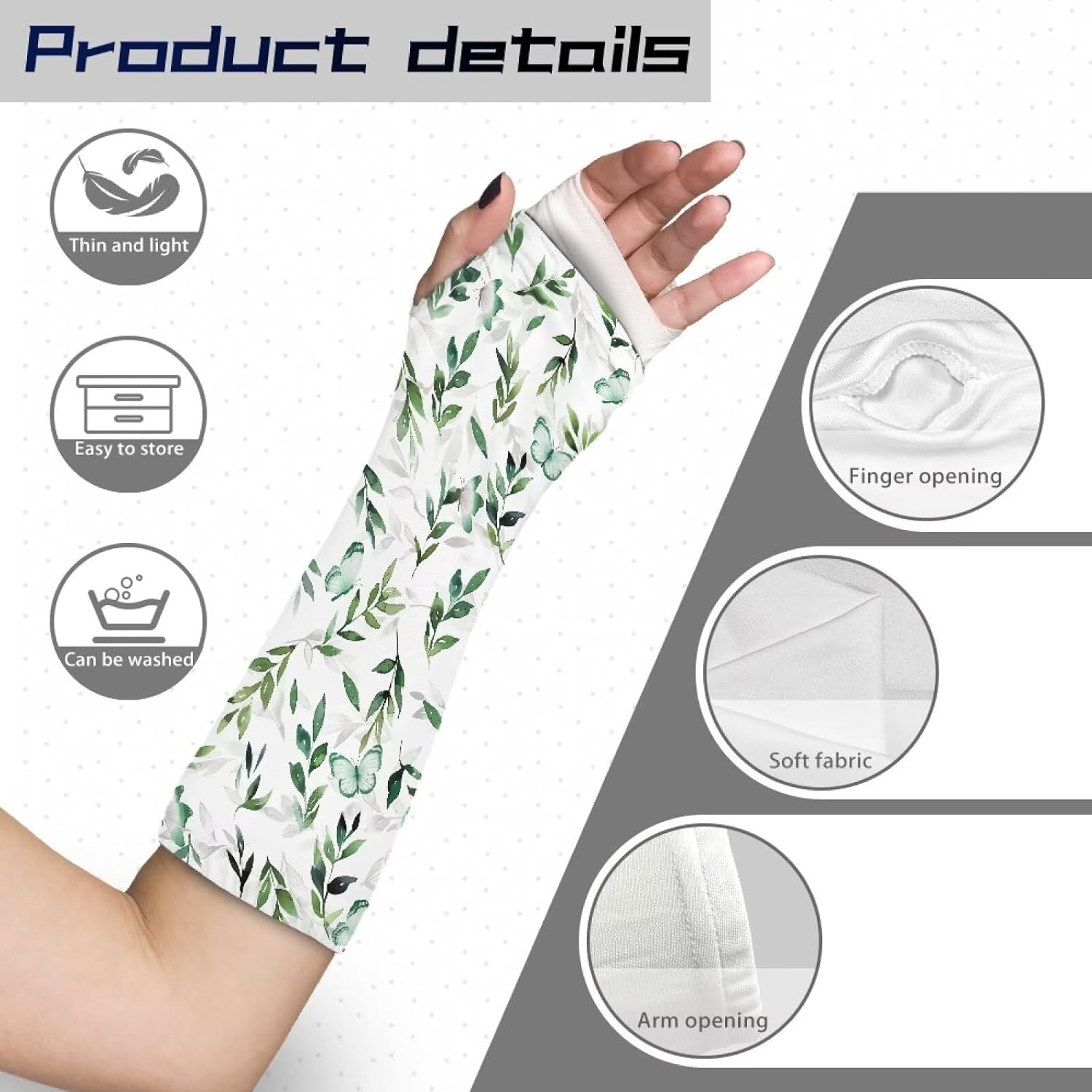 Rnyleeg Cast Cover Arm Green Leaf Arm Plaster Cover with Elastic Bath Shower Cast Wound Covers for Adults Wound Care Supplies Medium Length 11'' x 10-13''