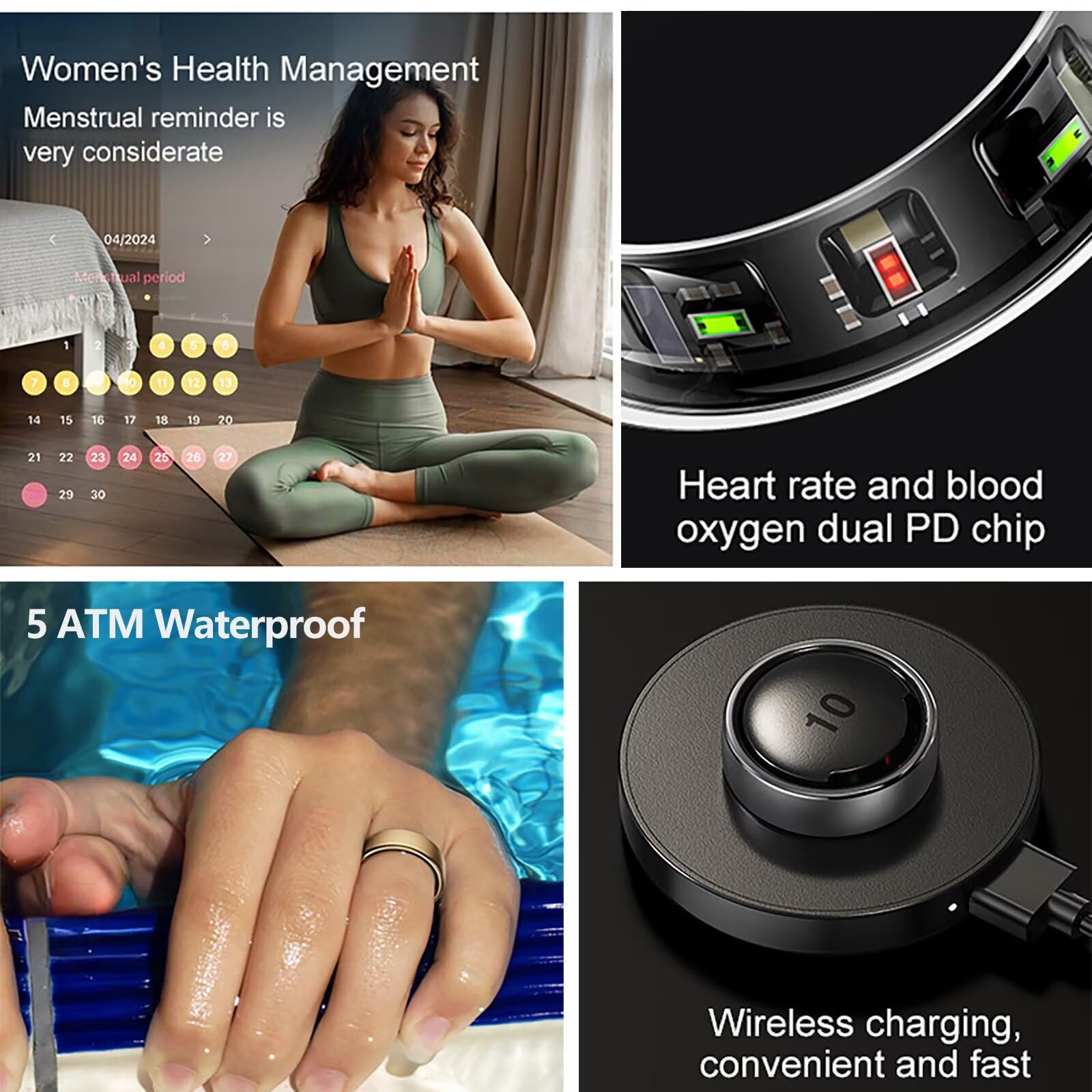 Anello Smart Fitness In Acciaio Inox – Cardiofrequenzimetro, Contapassi, Sonno – Impermeabile 5 ATM, Per Android/iOS