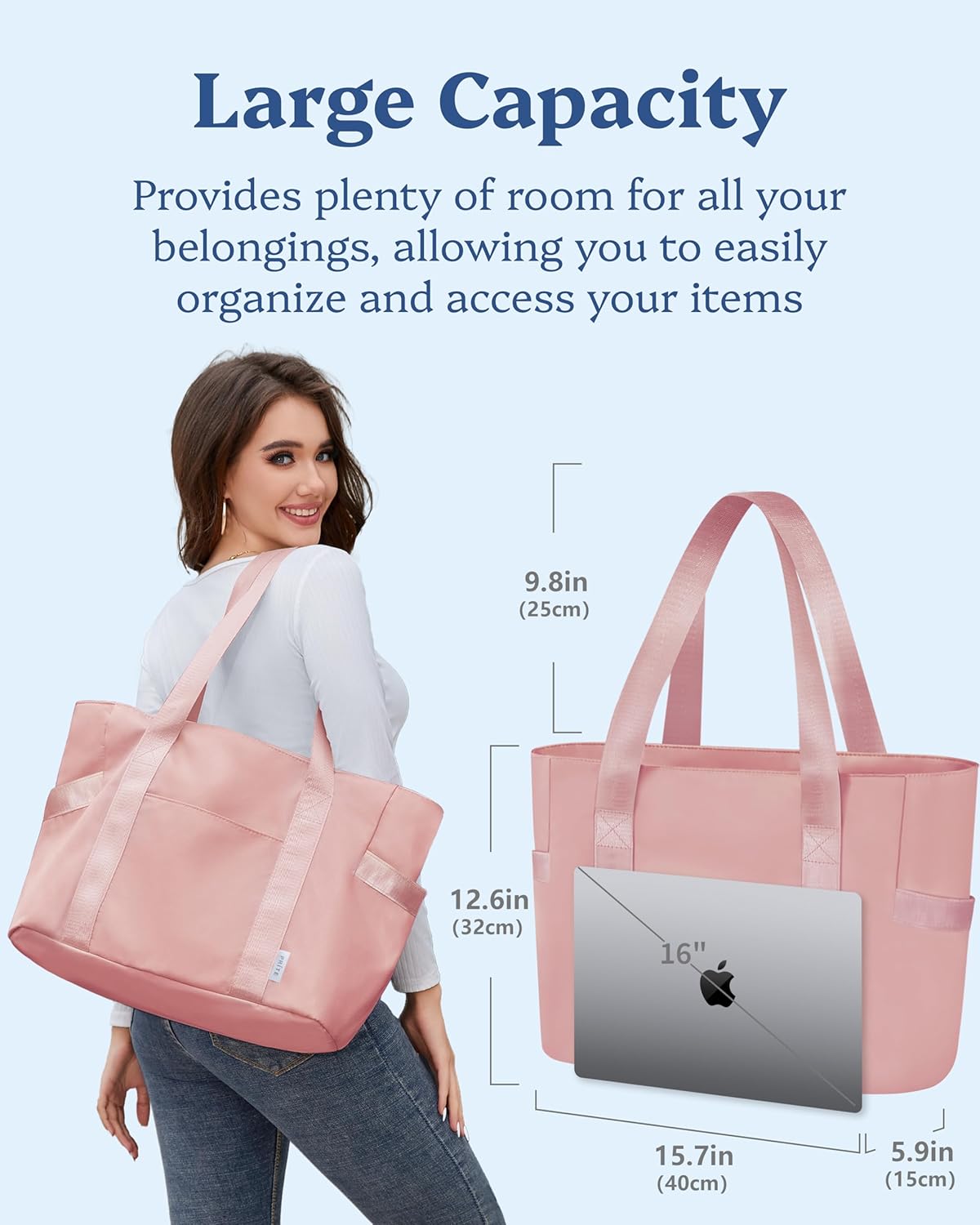 Prite Tote Bag for Women Weekender Bag with Laptop Compartment for Work Nurse Travel Gym - Image 4