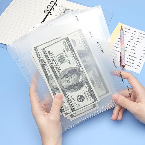 Miniatura 4 de NatSumeBasics 12 divisores de bolsillo para carpeta A5 con pestañas sin cierre de cremallera de 5 x 8 pulgadas, sobres transparentes para relleno de