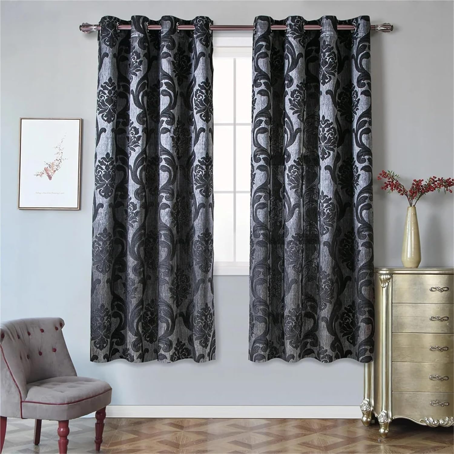 Thermal Insulated Blackout Curtains Window Drapes for Living Room Blind Curtain Home Decor(Brown,100X130CM)