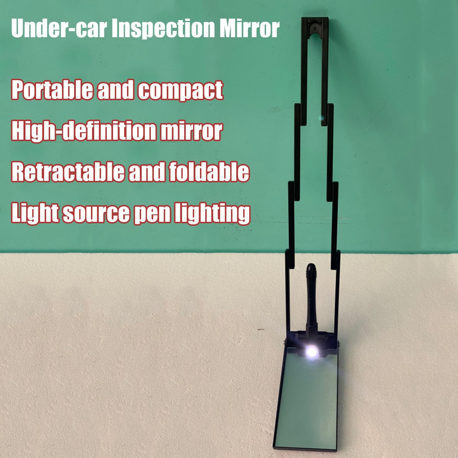 Espejo De Inspección De Bajos, Espejo Telescópico De Inspección De Maquinaria con Aumento Led, Espejo De Seguridad para Inspección De Bajos De Vehículos para Camione