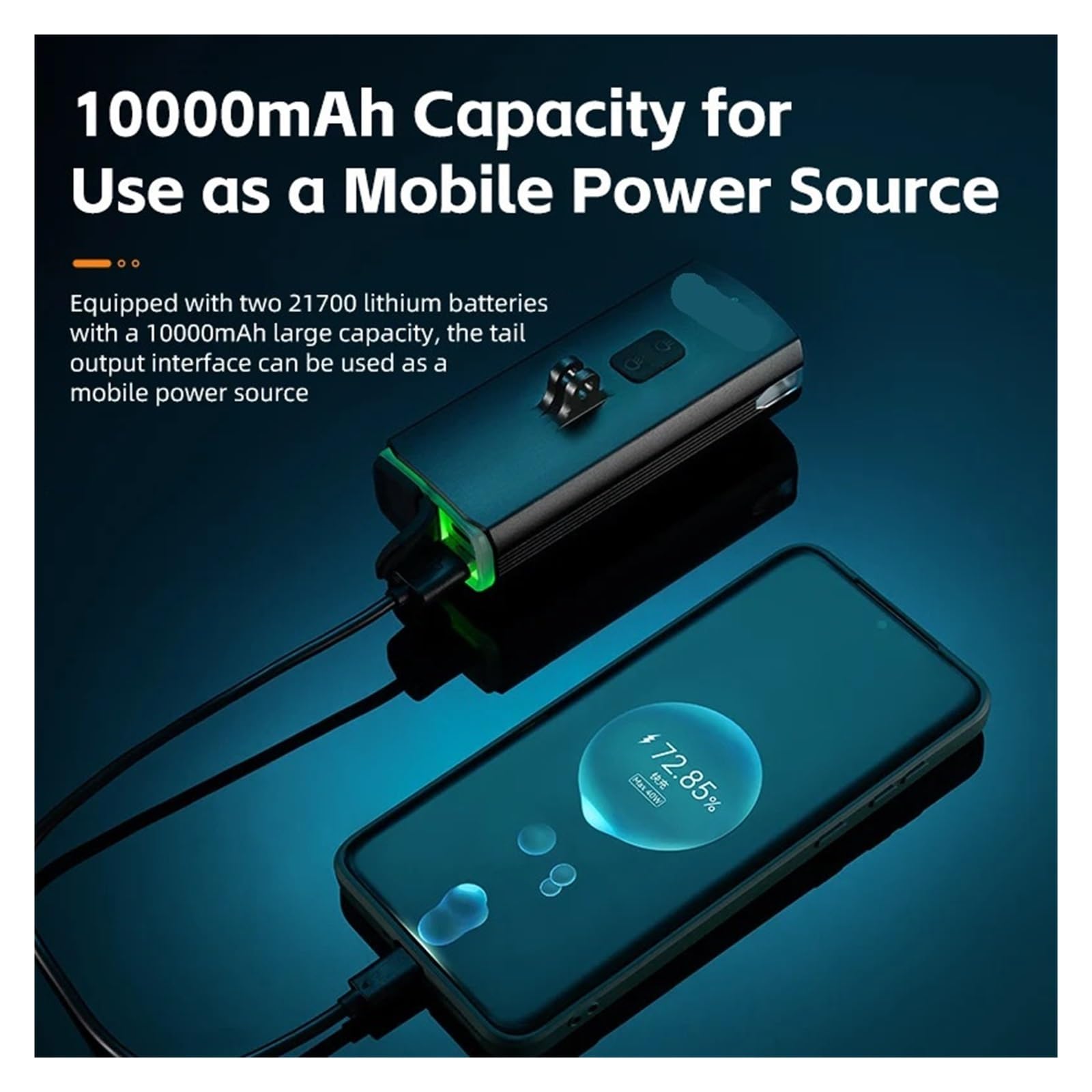 1 luz Delantera de Bicicleta de Alto Brillo 3000LM 10000mAh