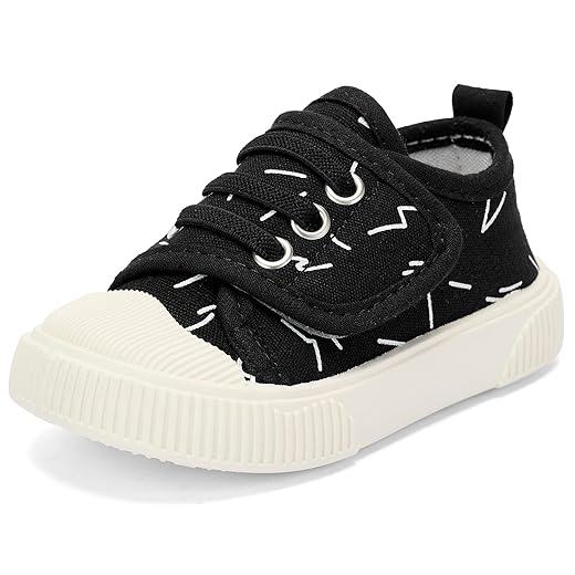 BACSAC Toddler Shoes Boys & Girls - Comfortable Tennis Walking Sneakers with Adjustable Hook and Loops Athletic Running Non Slip Casual Canvas Shoe