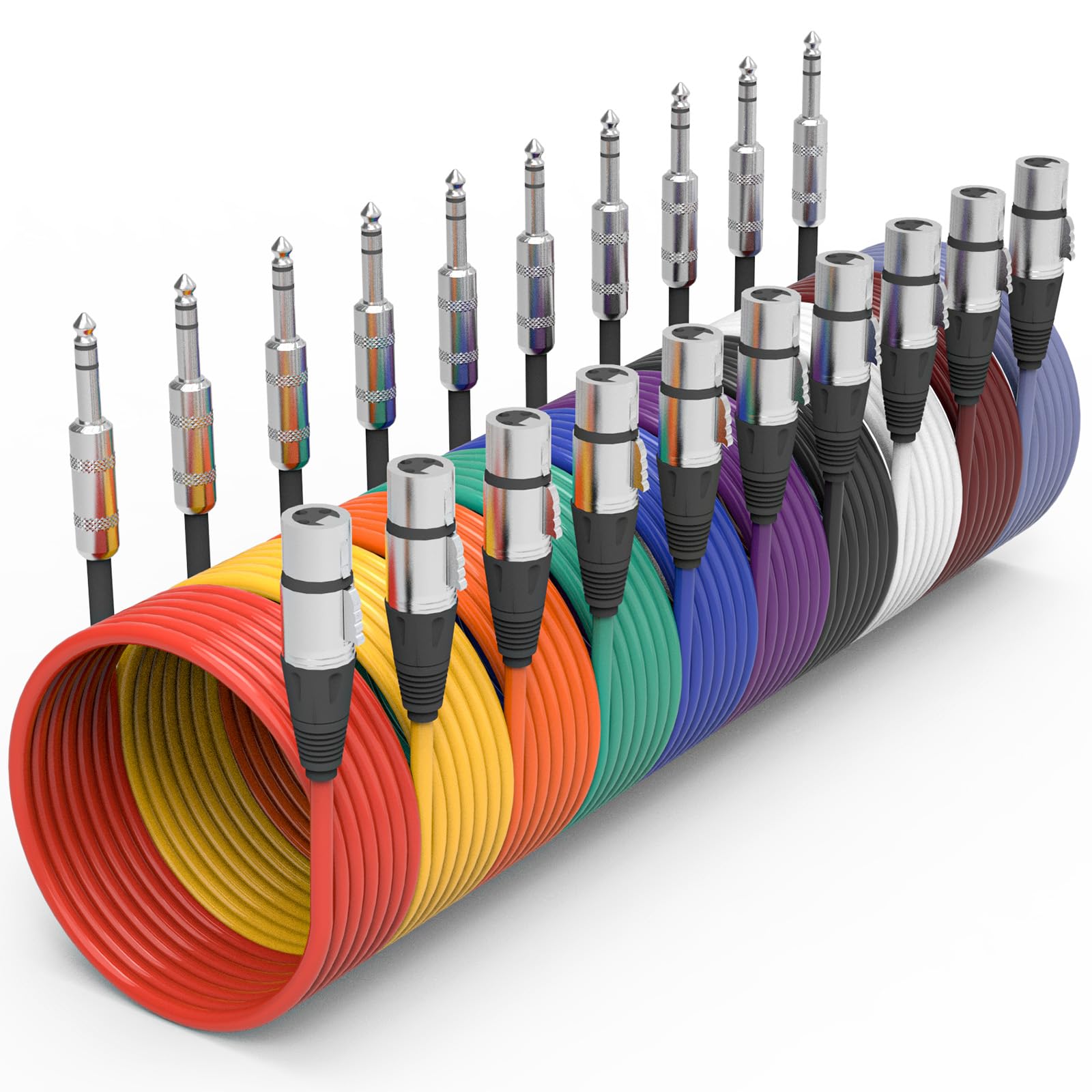 Oleitodh 10 Stück XLR-Buchse auf 1/4 Zoll TRS-Kabel, 3 m symmetrisches