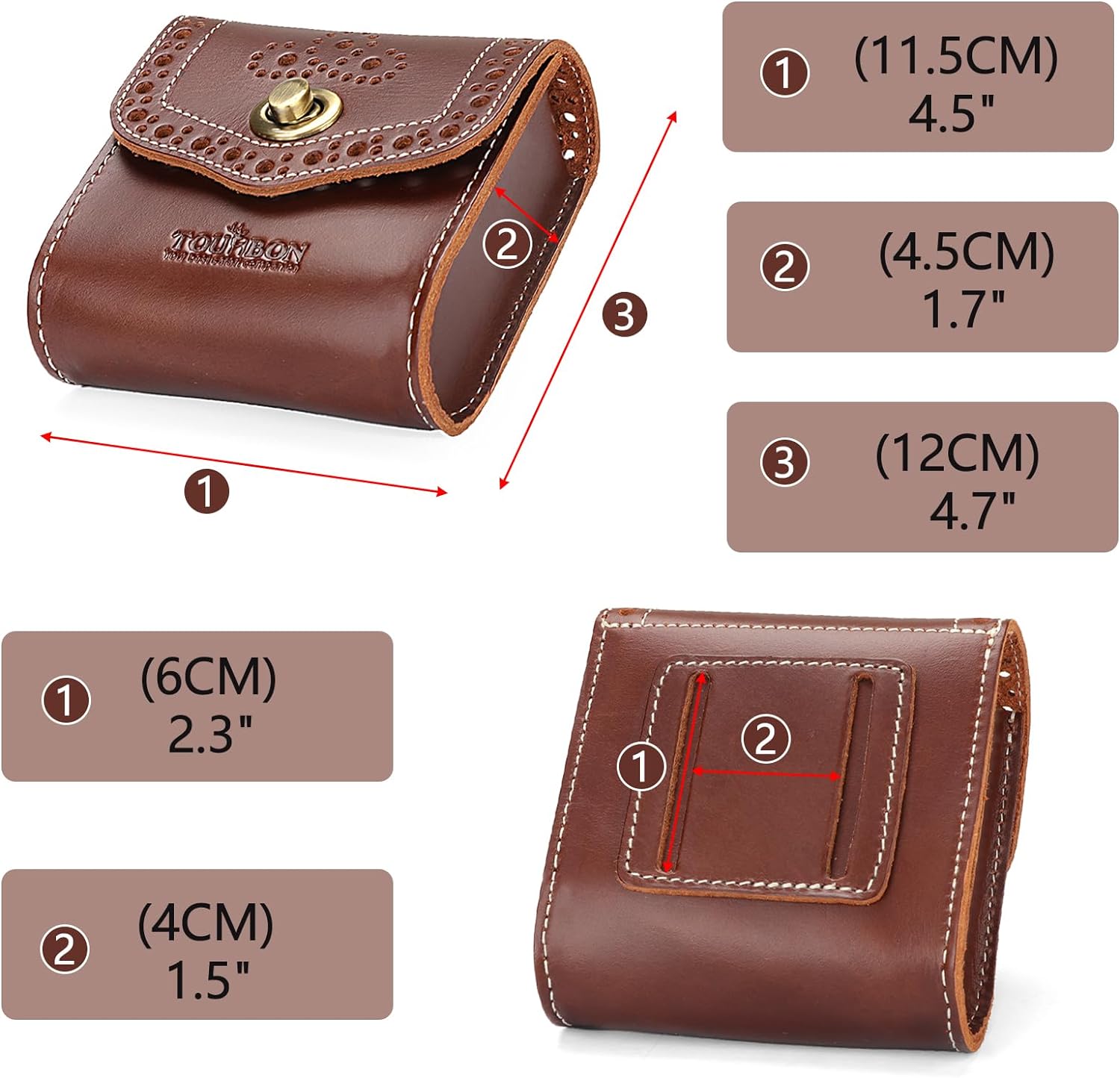 TOURBON Leather Ammo Holder Cartridge Pouch for .22 22LR .38 .45 9mm, Speed Strips Pouch with Belt Slot - Image 5