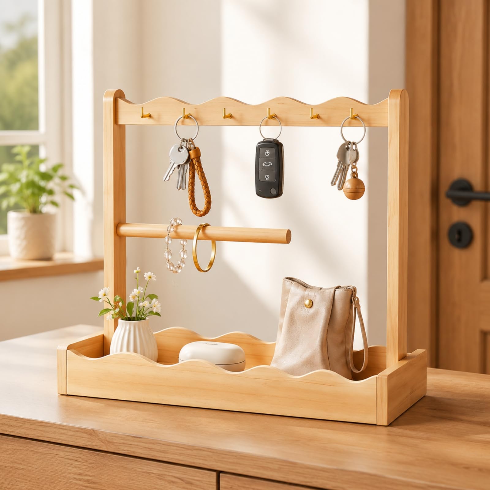 Organizador Llaves y Joyas Mesa Compacto Organizador Entrada con Banja corativo ría para Pasillo,