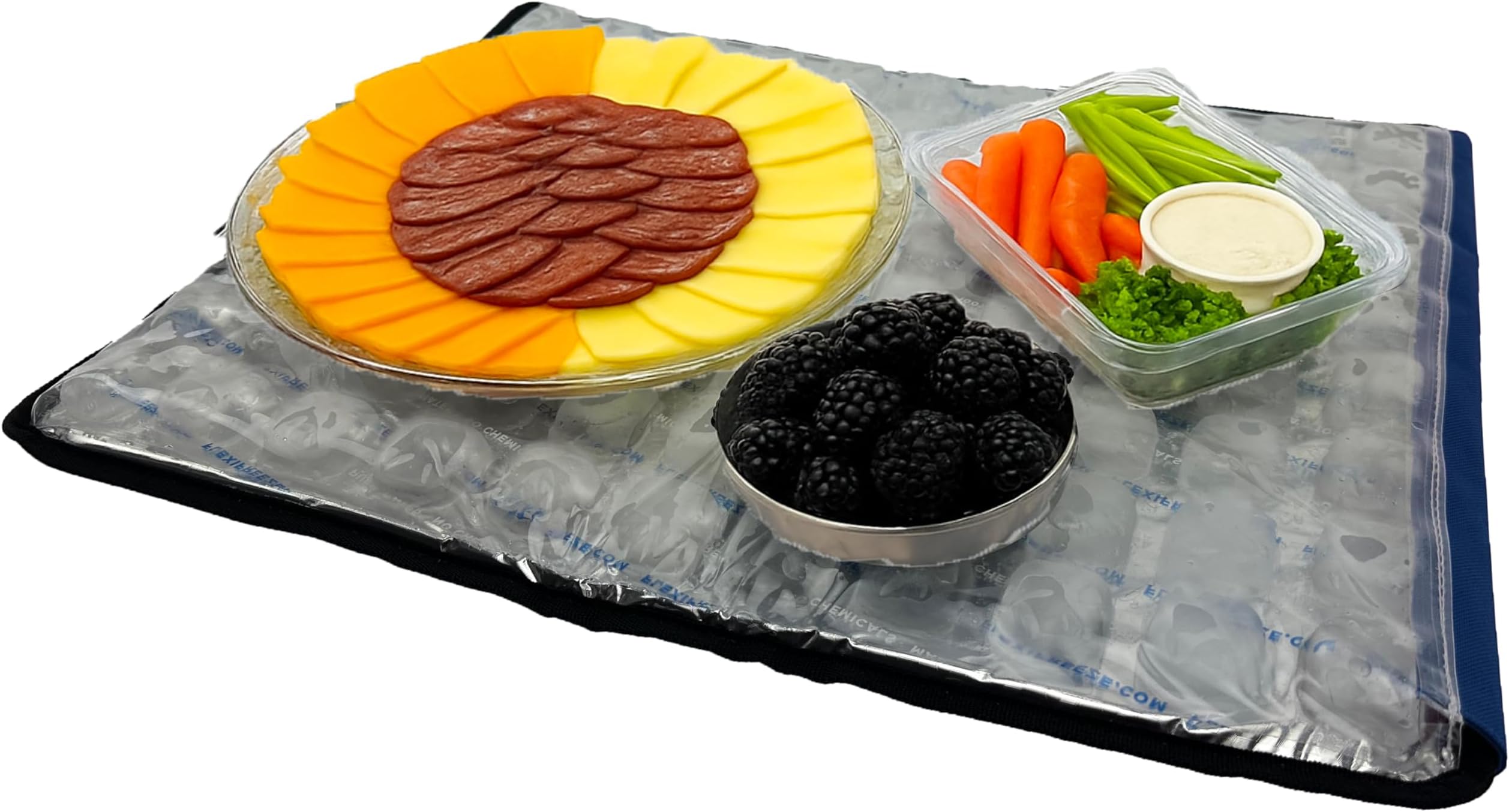 Party Mat Food Cooling Serving Platter – Buffet Display Chiller for Meat, Cheese, Fruit & Party Food Trays – Catering Supplies Cold Serving Mat Blue (19" x 15")