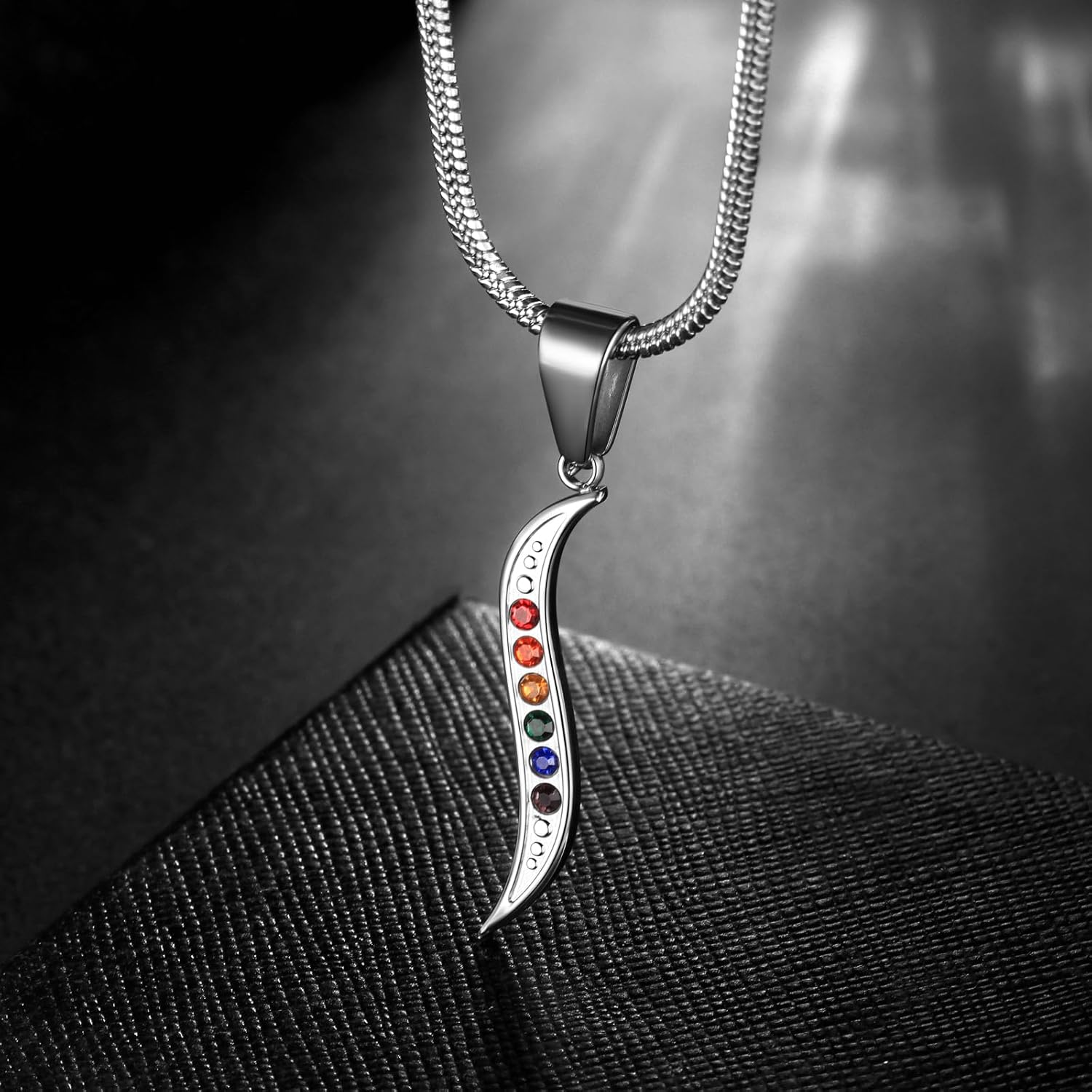 Hipunk Stainless Steel Rainbow Flag Pendant Necklace - Gay Pride Jewelry for Men and Women - Image 3