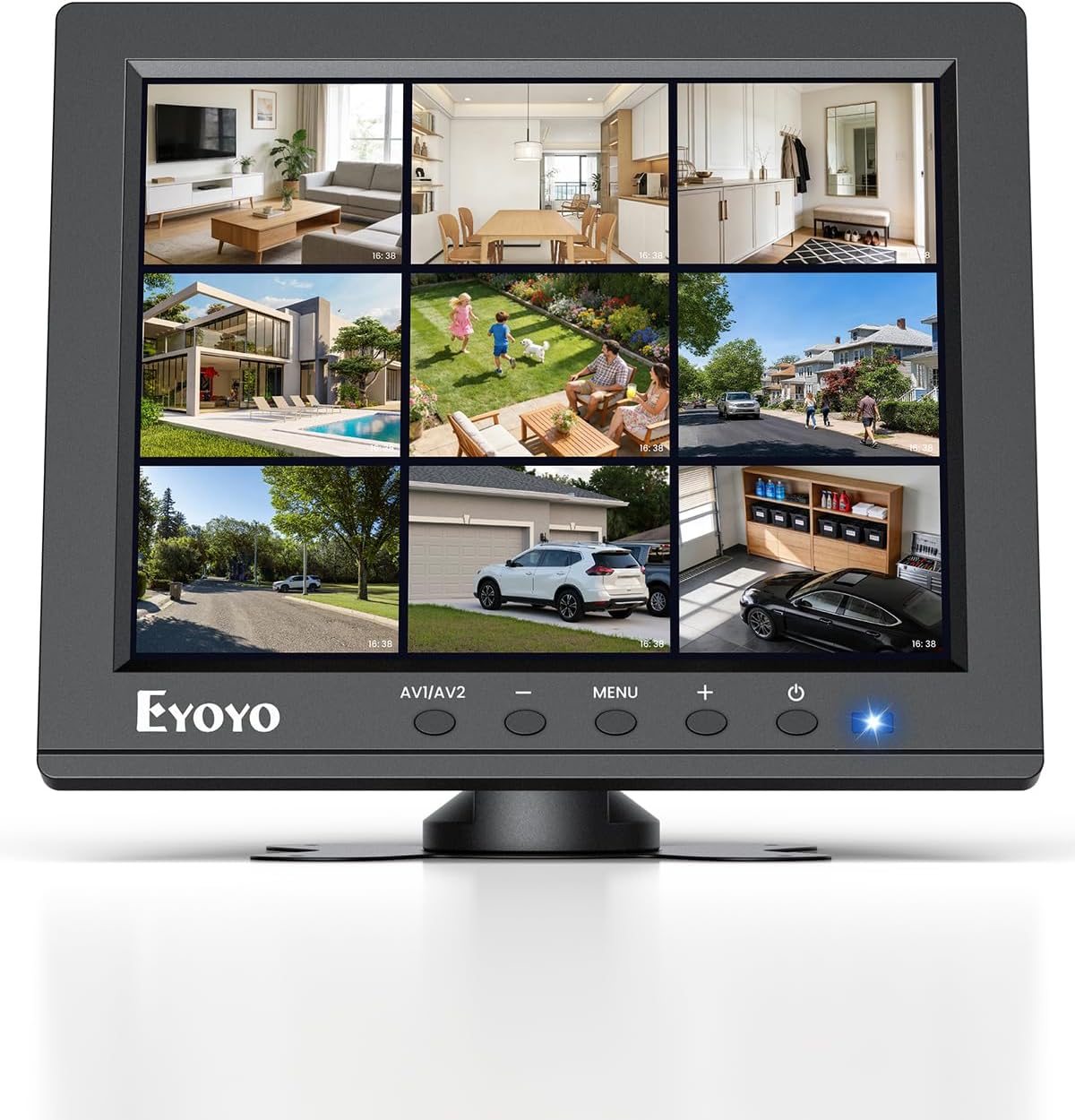 Eyoyo 8" Security Camera Monitor, 1024×768 4:3 Mini LCD Screen CCTV Monitors Display with HDMI VGA BNC AV USB, Small Video Monitor for PC, NVR, Raspbery Pi, RV & Kitchen, Built-in Speakers