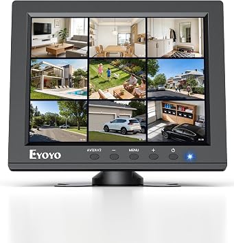 Eyoyo 8" Security Camera Monitor, 1024768 43 Mini LCD Screen CCTV Monitors Display with HDMI VGA BNC AV USB, Small Video Monitor for PC, NVR, Raspbery Pi, RV & Kitchen, Built-in Speakers