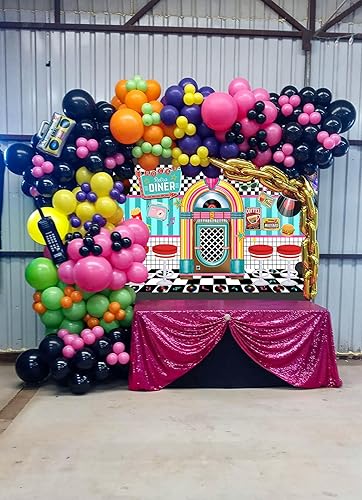 Miniatura 6 de Avezano Telón de fondo retro de los años 50, decoración clásica de los años 50, decoración clásica de los años 50, decoración de fiesta de Sock Hop