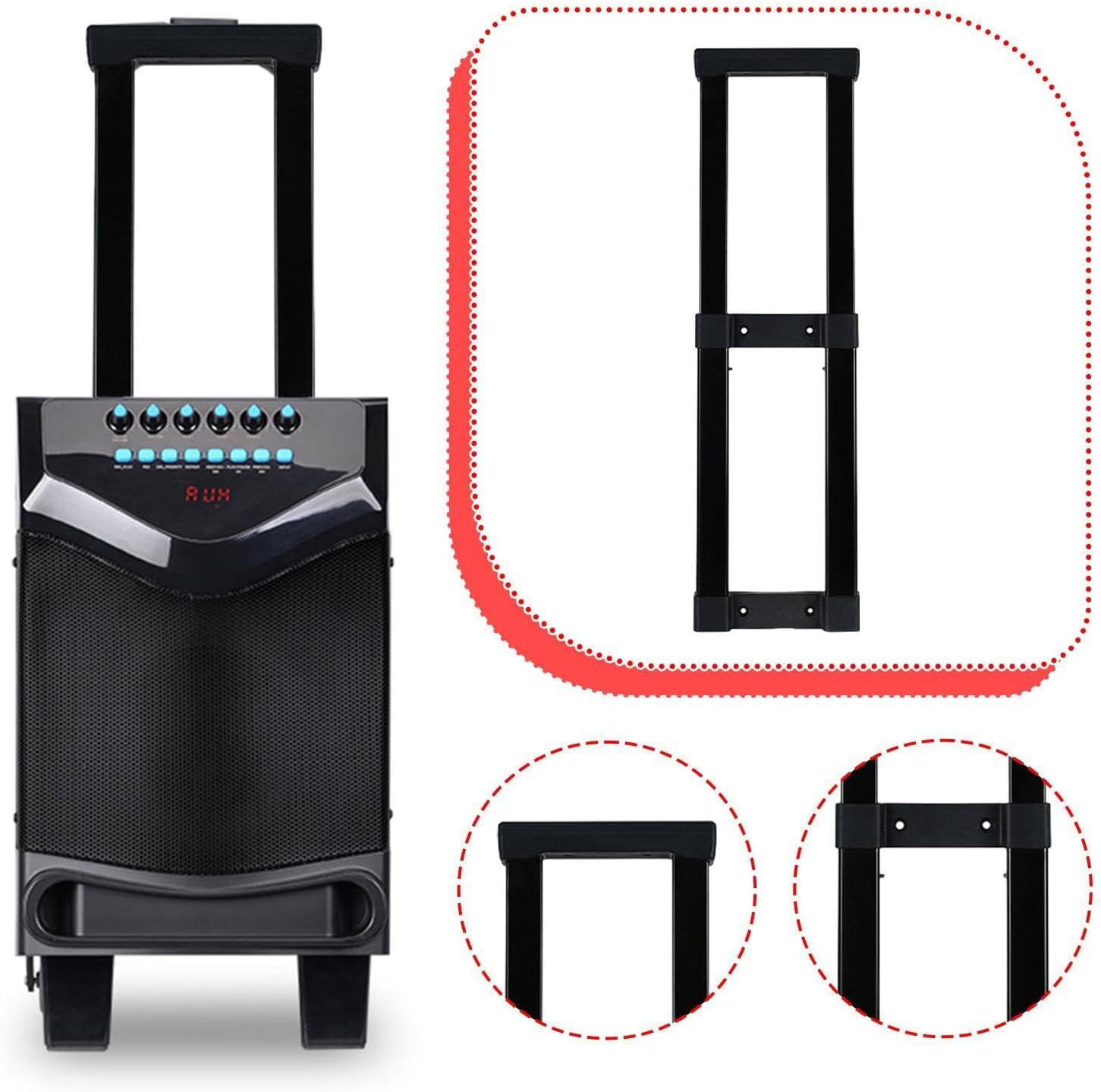 Telescoping Handle Replacement for Speaker, Height Adjustable Pull Rod, Professional Speaker Accessories, Easy Installation, Directly Replacement Parts for Speaker/Rolling Luggage/Cooler/Cart