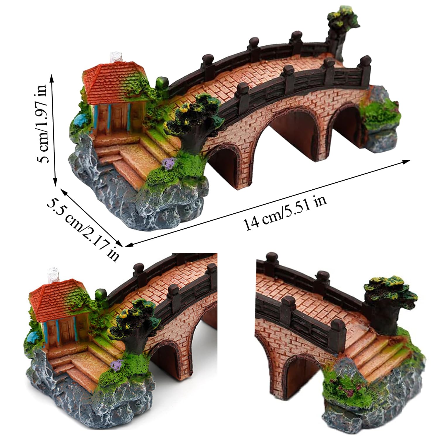 Kingrun Aquarium Deko Set - Kunstpflanzen Mit Brücke Für Fisch Tank