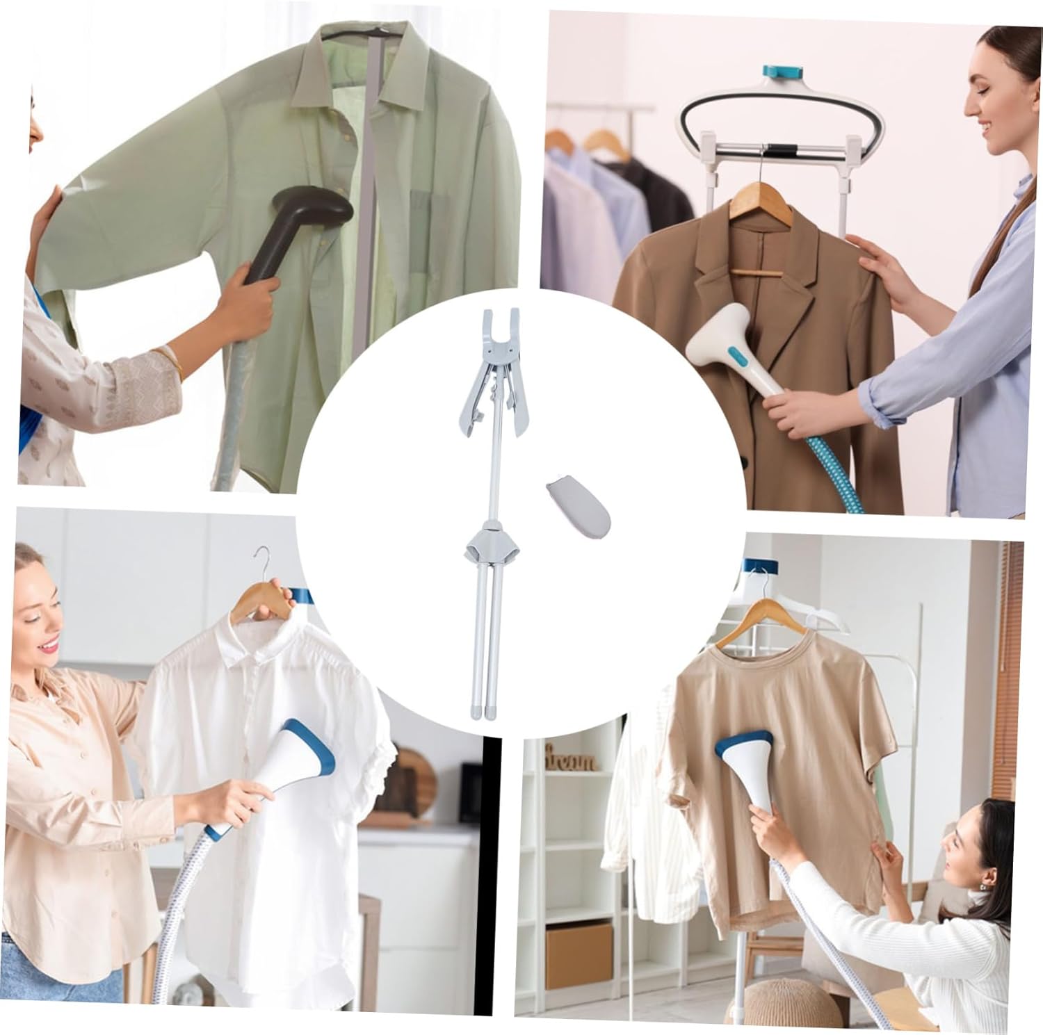 KICHOUSE Adjustable Collapsible Garment Steamer Rack Foldable Clothes Ironing Stand Adjustable Height Home Floor-Standing Clothes Drying and Steaming Solution