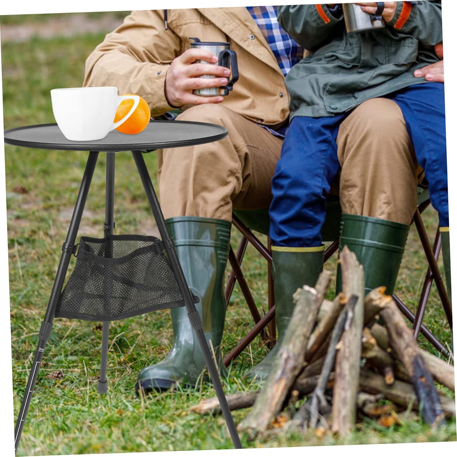 Camping Side Table Aluminum Alloy Portable Round Design Camping Table Compact Storage