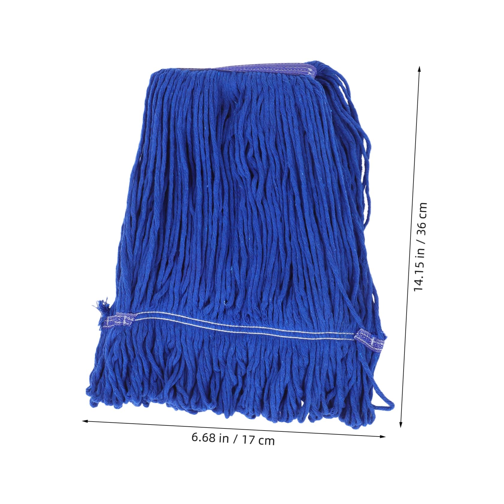 FRCOLOR Recambio de Mopa de Algodón Azul para Limpieza, Cabezal de Trapeador Industrial de Hilo Resistente, Paquete de 3 Piezas para Uso Residencial