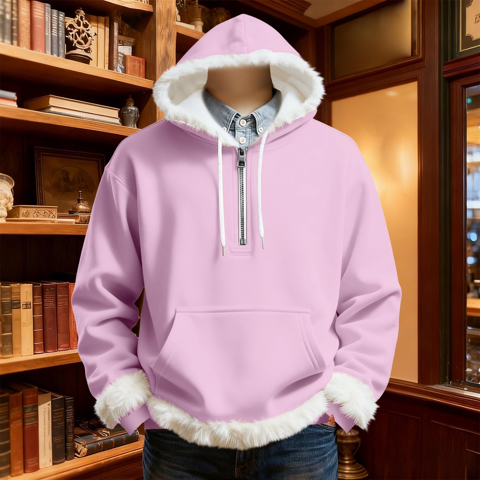 Ropa De Verano Hombre Sudadera con Capucha Y Media Cremallera Color Liso para Otoño E Invierno. Chaqueta Informal Bolsillos. Camisa Roja (Purple, XXL) Camisetas Sin Manga Camiseta