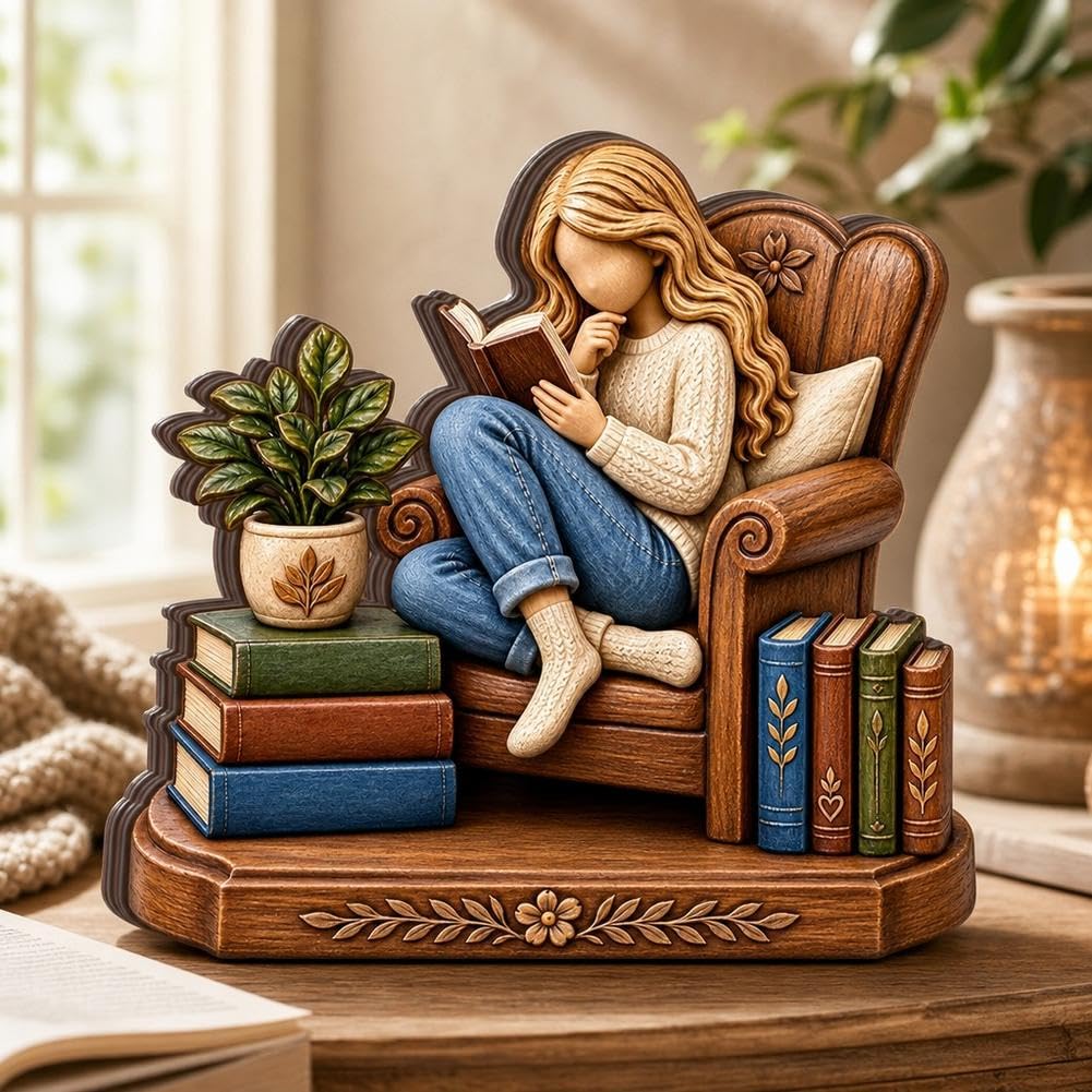 Personalized Just A Girl Who Loves Books Wooden Block, Bookshelf Decor