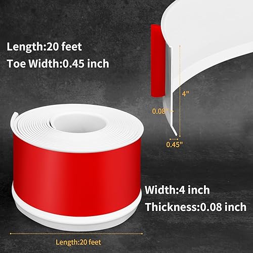 Miniatura 2 de Moldura flexible para zócalo de 4 pulgadas, base de pared de vinilo autoadhesivo para despegar y pegar, base de goma para zócalo de pared (20 pies,