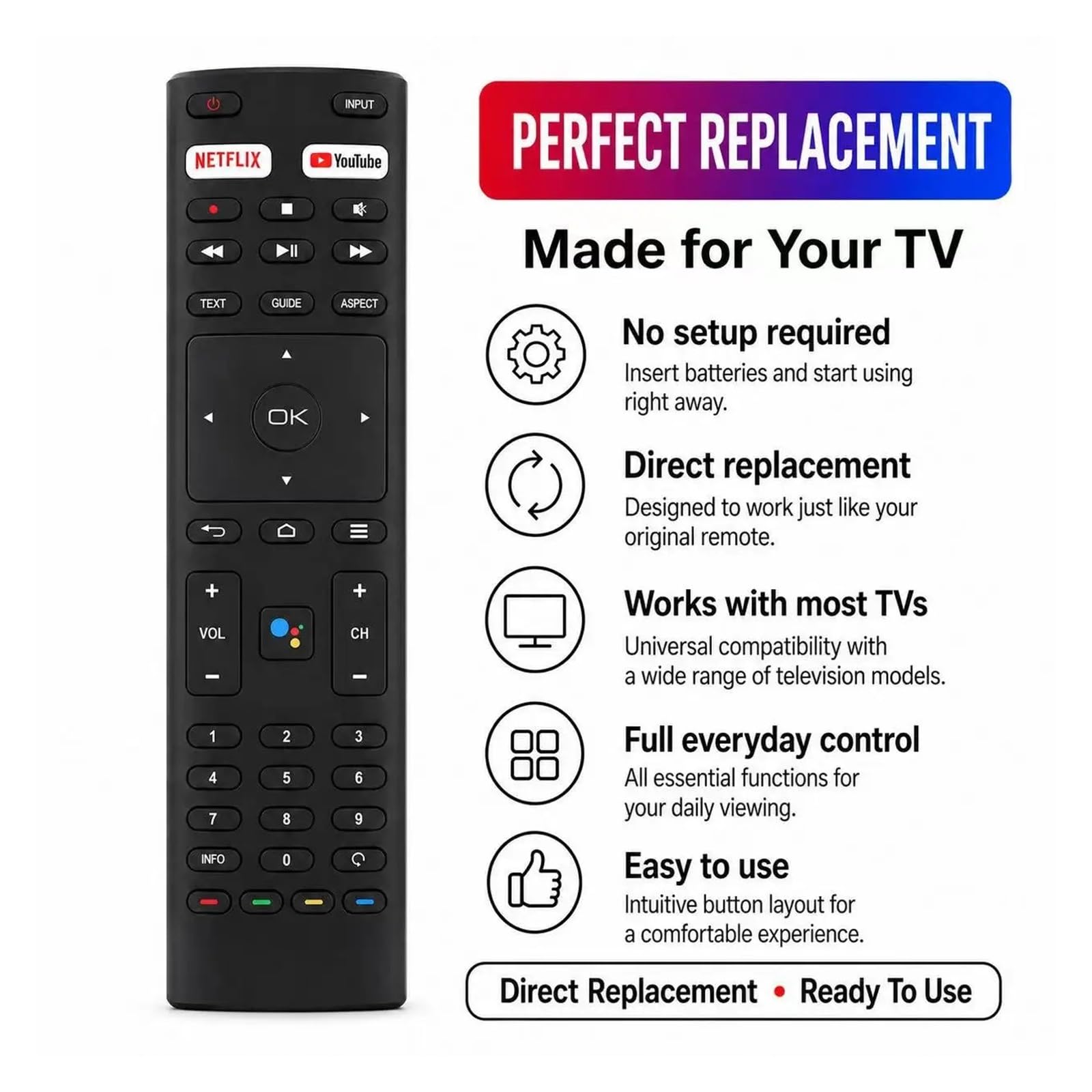 Télécommande Universelle sans Voix, modèles JVC, télécommande TV