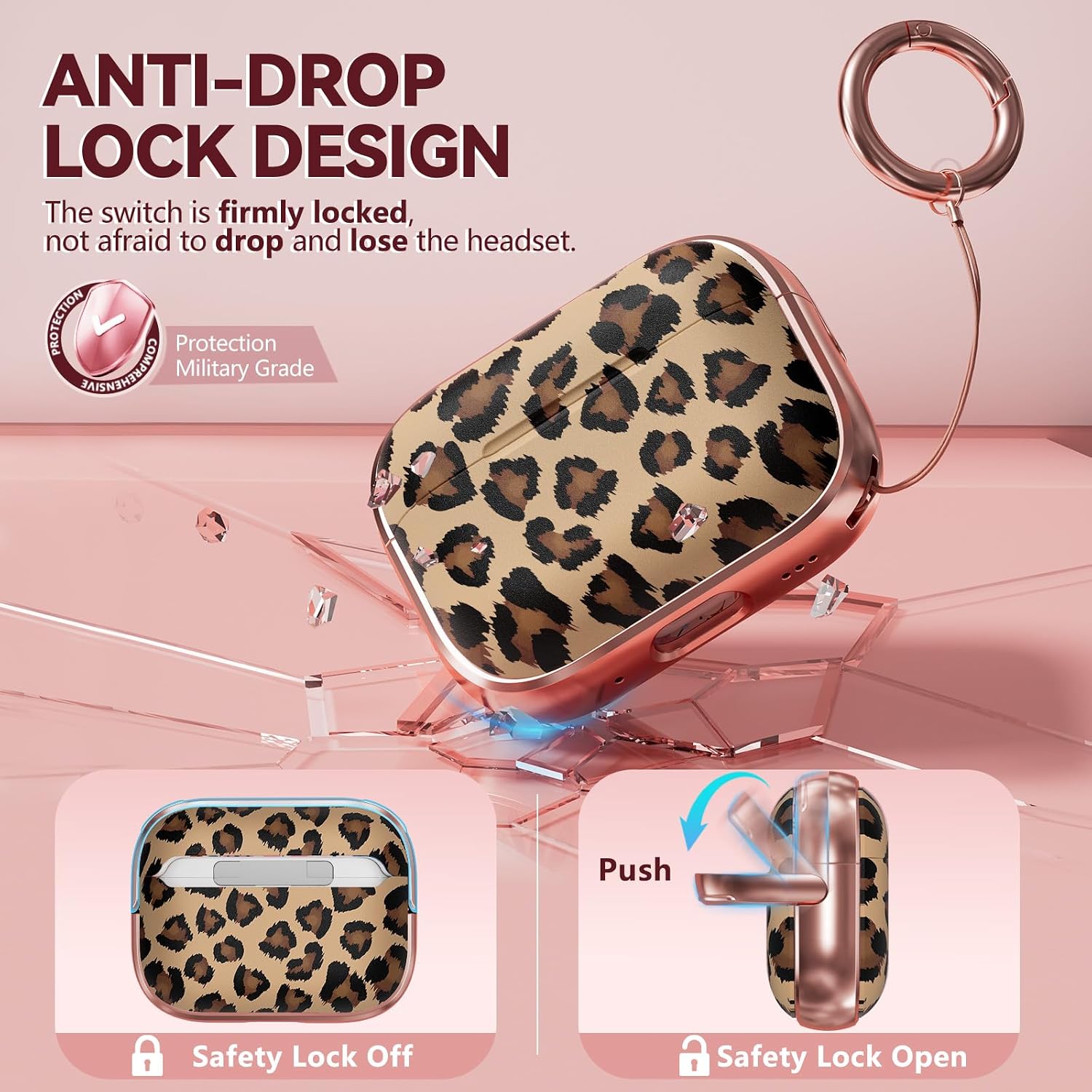 Inesore for AirPods Pro 3 Case 2025 with Lock, for Women Girly Floral Clear Case Compatible with Apple Airpods Pro 3rd Generation Cover, with Phone Stand,Keychain & Cleaner Kit -Black+ Brown Leopard thumbnail