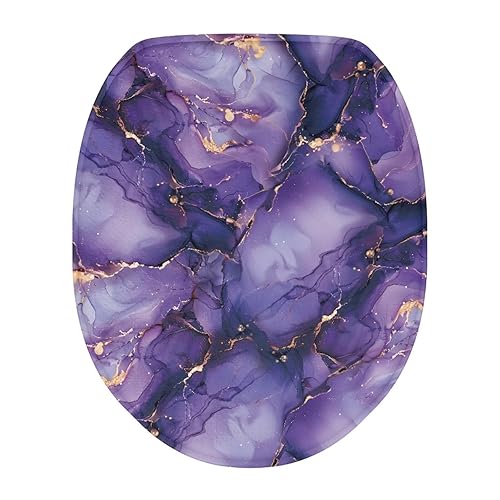 Purple Marble Toilet Seat Cover, Fits Most Round, Elongated and
