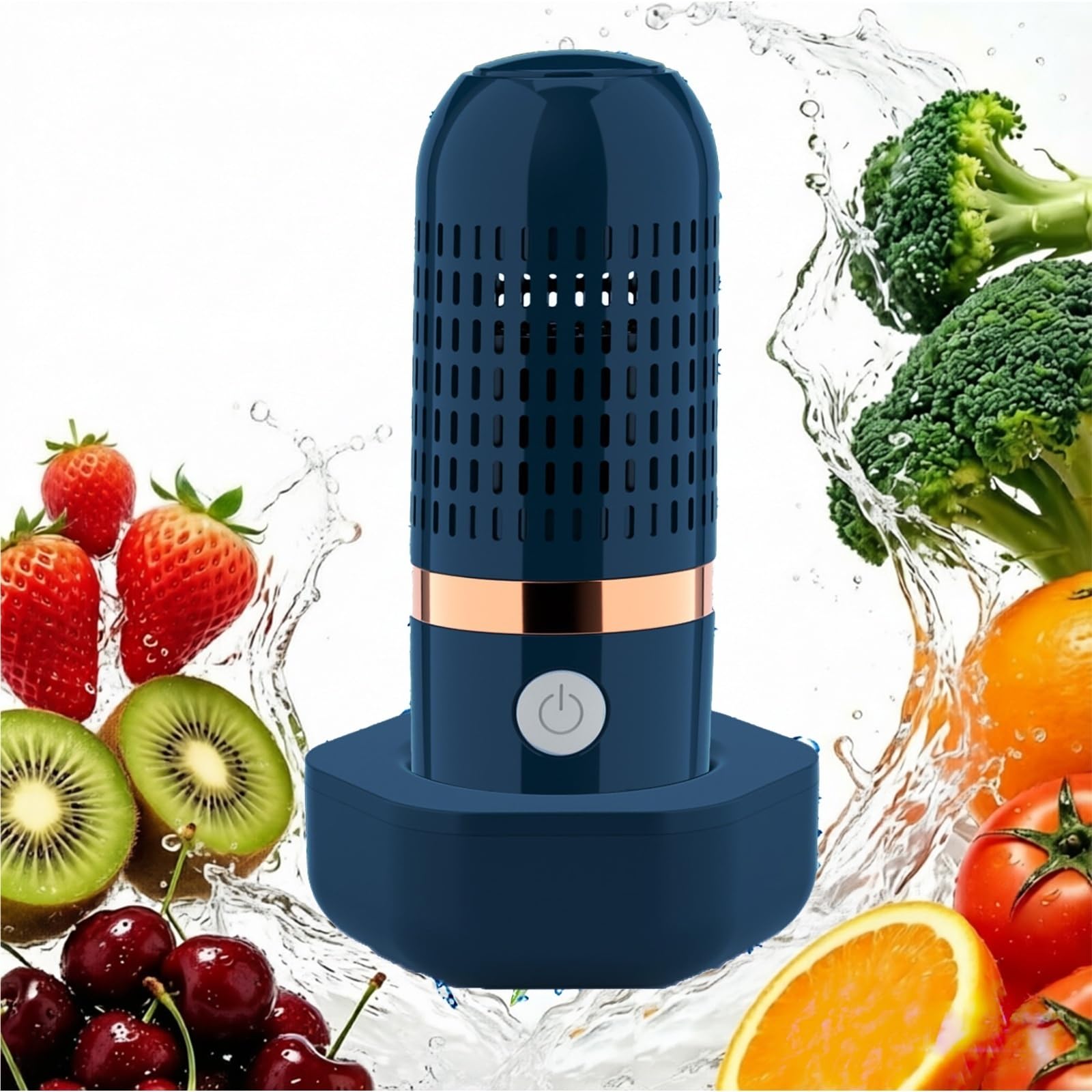 OH-Ion Fruit Vegetable Cleaner With Wireless Charging Base,IPX7 Waterproof Produce Cleaner,10-Min Auto Cleaning Machine For Fruits Veggies Meat Rice Seafood(Blue)