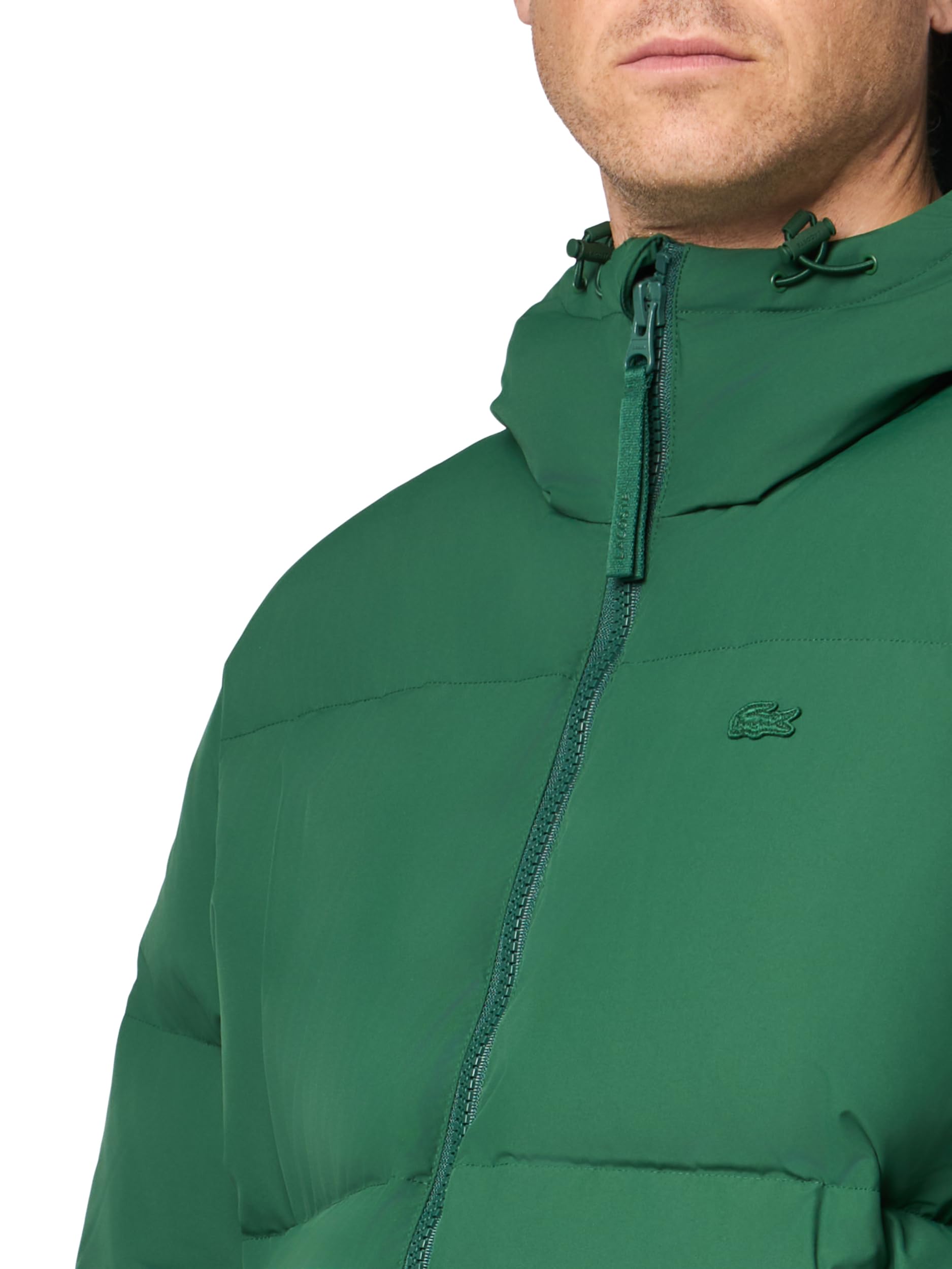 Lacoste Men's Quilted Water-Repellent Short Jacket, Green, X-Large Lacoste Men's Quilted Water-Repellent Short Jacket, Green, X-Large