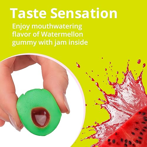 Miniatura 6 de Caramelo de gomita, caramelo de sandía relleno de mermelada de sandía, caramelo masticable, 10 gomitas de caramelo envueltas individualmente, 1.18