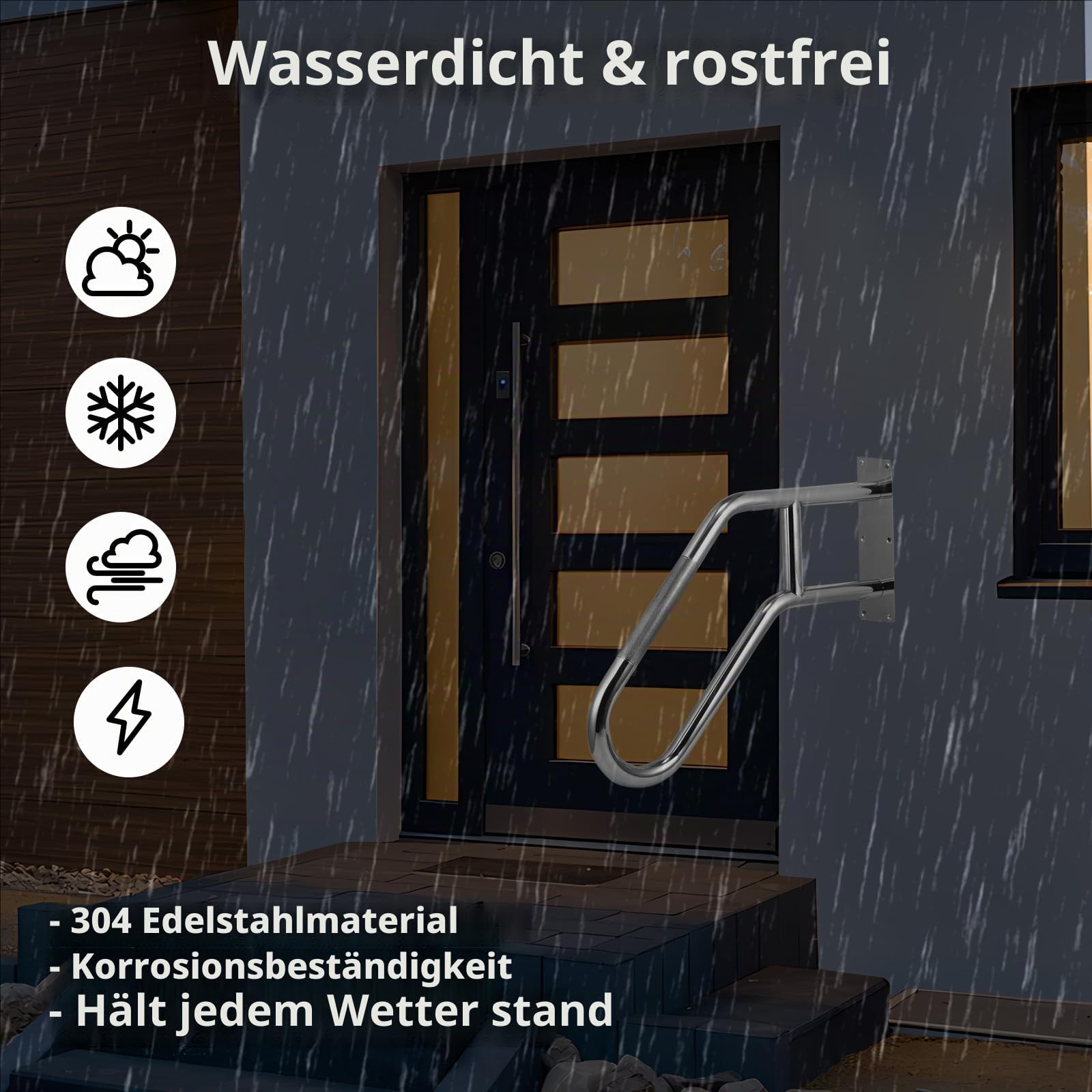 Handlauf Edelstahl,Treppengeländer Außen,60cm U-Förmiger,Güteklasse 1 Bis 4,Stabil Und Rutschfest,Geeignet Für Garagen,Toiletten,Balkone,Für Den Innen Und Außenbereich(3,2 cm Rohr)