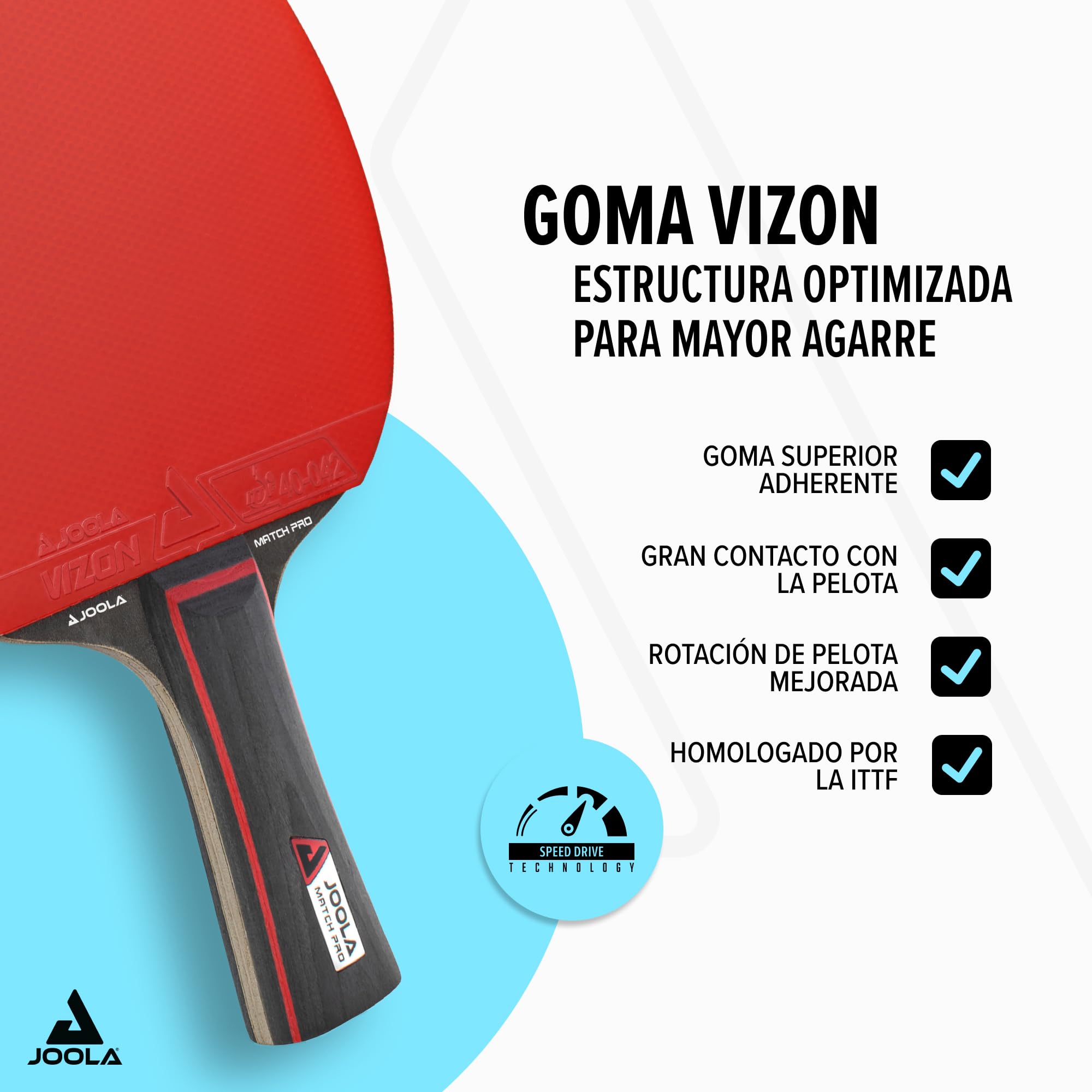 JOOLA Raqueta de Tenis de Mesa Match Pro ITTF aprobada, 4 Estrellas, Negro/Rojo, 1,8 mm de Grosor de Esponja