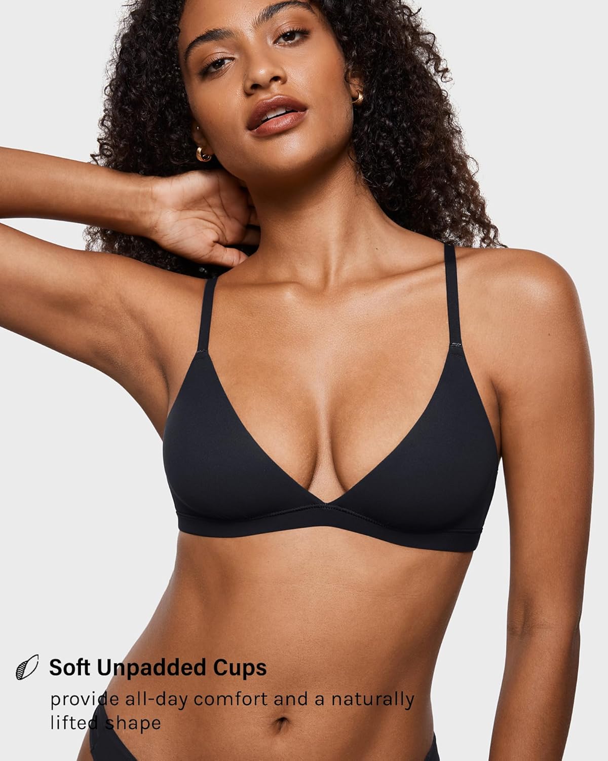 INLYRIC Women's Inbarely Triangle Bralette Plunge Unlined Seamless Bra No Underwire Sexy Comfortable Everyday - Image 2