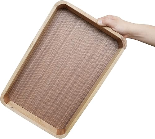 Miniatura 2 de Juego de 3 bandejas de madera con forma de corazón para mesa de café otomana (madera cuadrada)