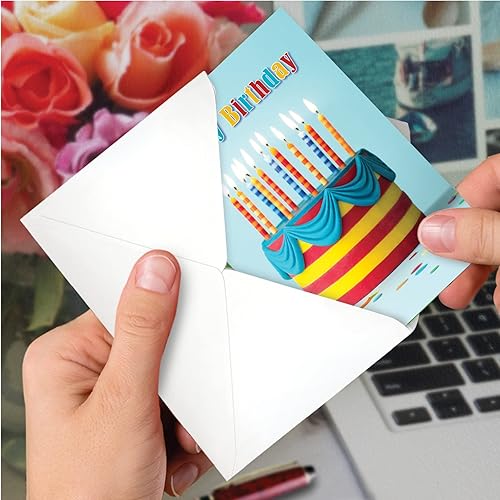 Miniatura 4 de NobleWorks - Tarjeta de papel de cumpleaños con sobre de 5 x 7 pulgadas (1 tarjeta) Pasteles Brillantes - de cumpleaños - Rayas C10346ABDG