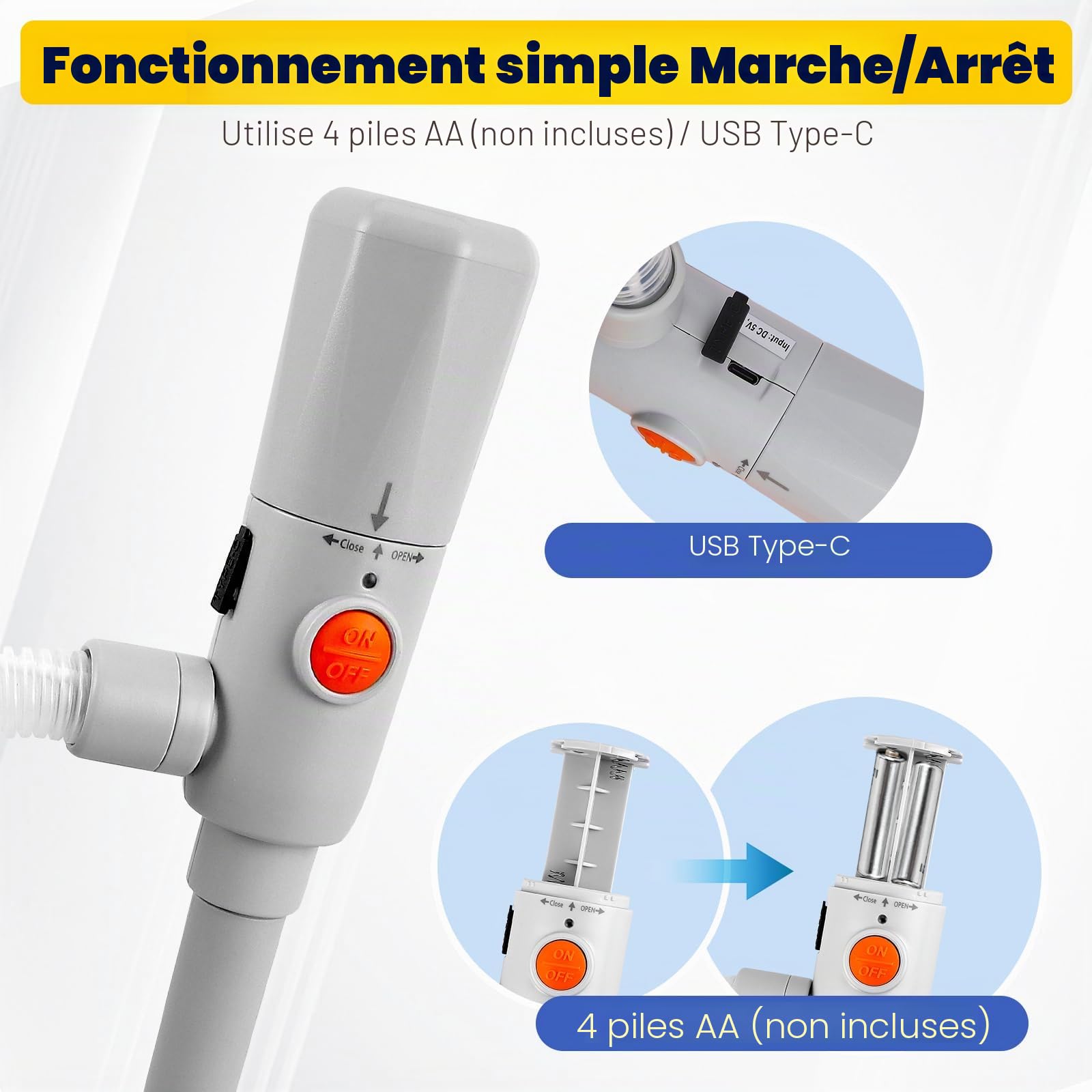 Pompe à carburant électrique avec double raccord (batterie + USB) – Pompe à essence 2,8 GPM 12 LPM, pompe diesel et pompe à huile pour bidons et fûts – Tuyau inclus (batterie + USB)