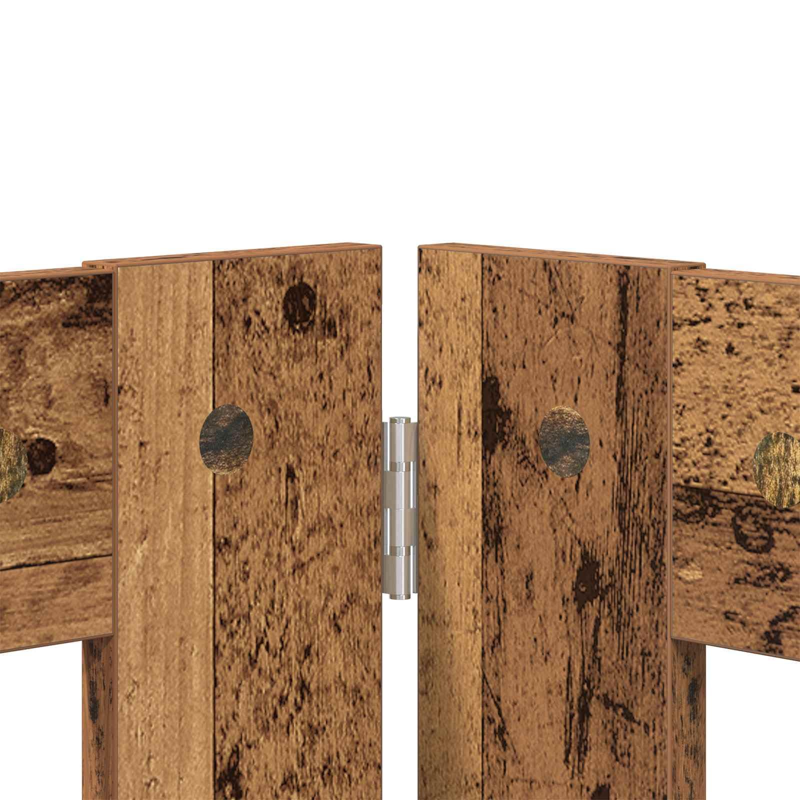 Puerta para perros con soporte, 6 piezas, madera recuperada, plegable y plegable, 100 x 60 cm, caseta modular para perros para interior y exterior, protección segura para cachorros y perros