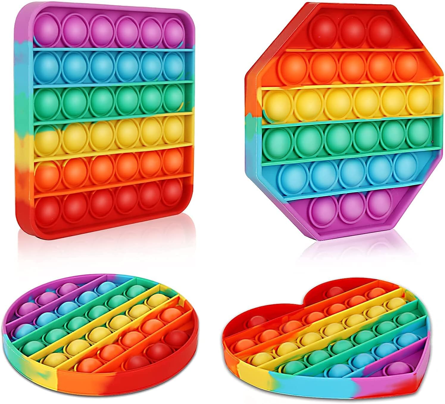 Adults Pop it Toys for Kids Boys and Girls, Rainbow Color Push Pop Bubble Fidget Sensory Toy, Rainbow Popit Toy, Autism Popit Game Stress Relief Toys (Multicolor)