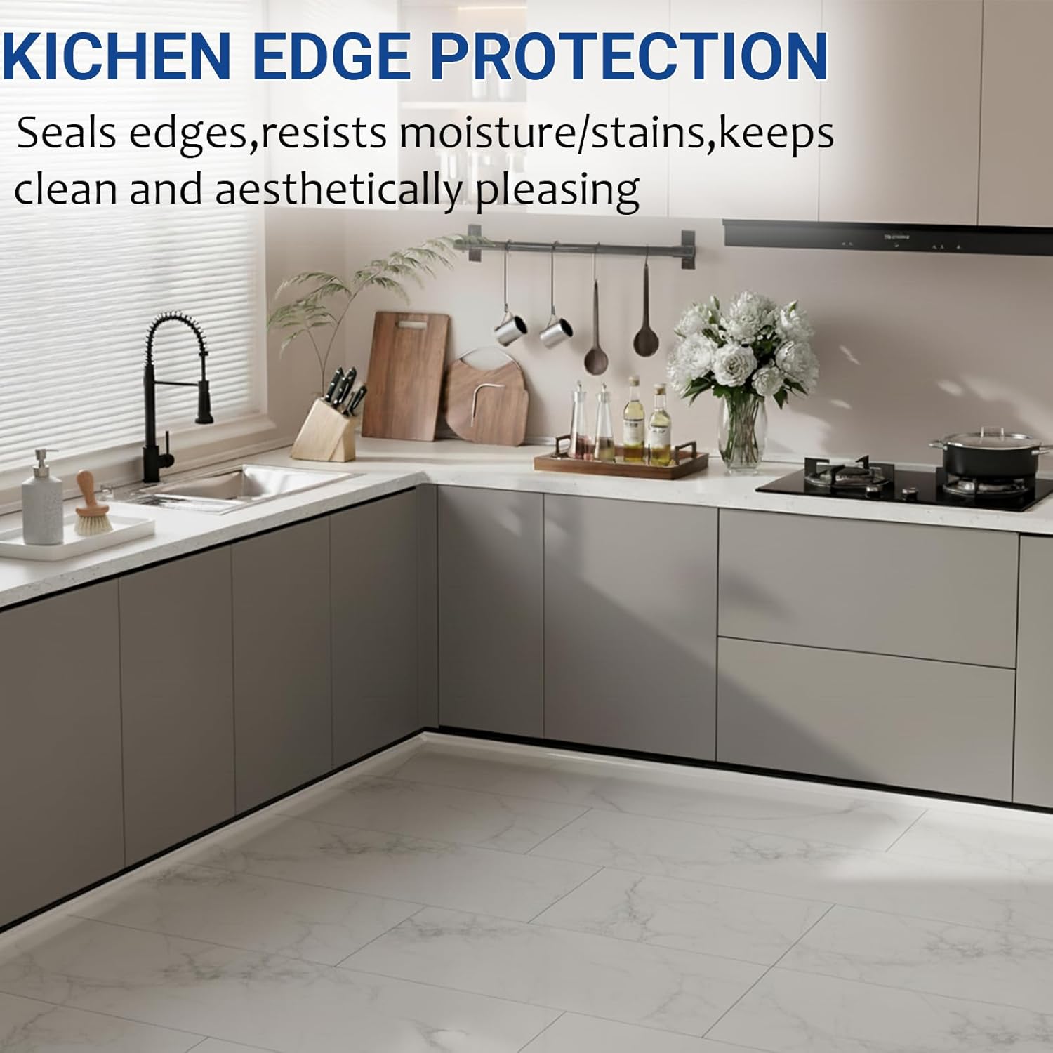 354" Flexible Quarter Round Molding Trim, Bendable Trim Molding, Peel and Stick Silicone Caulk Strip for Floor Edge, Wall Corner, Stairs, Cabinet and Tub Edge