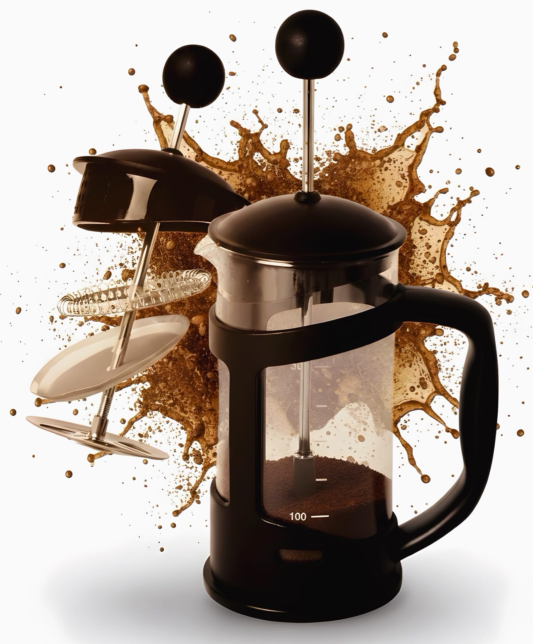 Nozzy French Press Coffee Maker, 350 ml, Stainless Steel, Manual Coffee Press