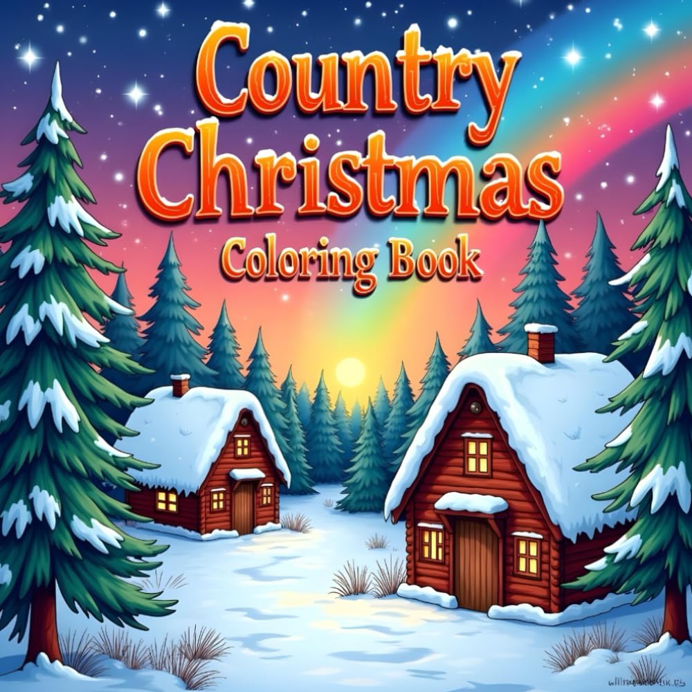 Country Christmas Coloring Book | Peaceful Winter Landscapes & Festive Countryside Art: Warm Rural Holiday Scenes for Relaxing Coloring 35 Pages (8.5" × 8.5")