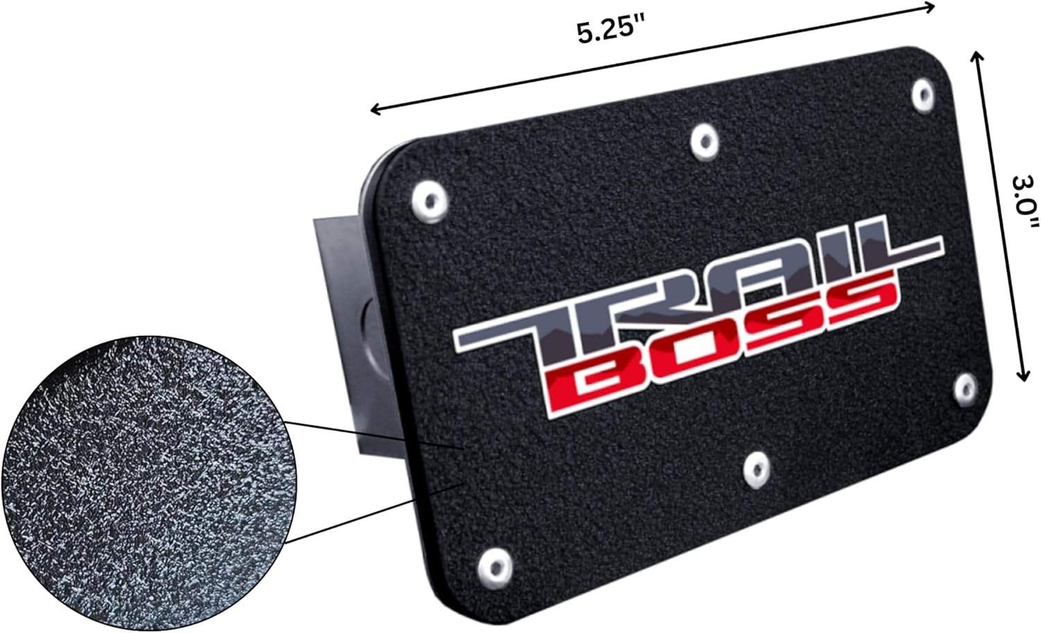 Au-TOMOTIVE GOLD, INC. Officially Licensed UV Printed Class III Trailer Hitch Plug for Chevrolet Trail Boss (Rugged Black)