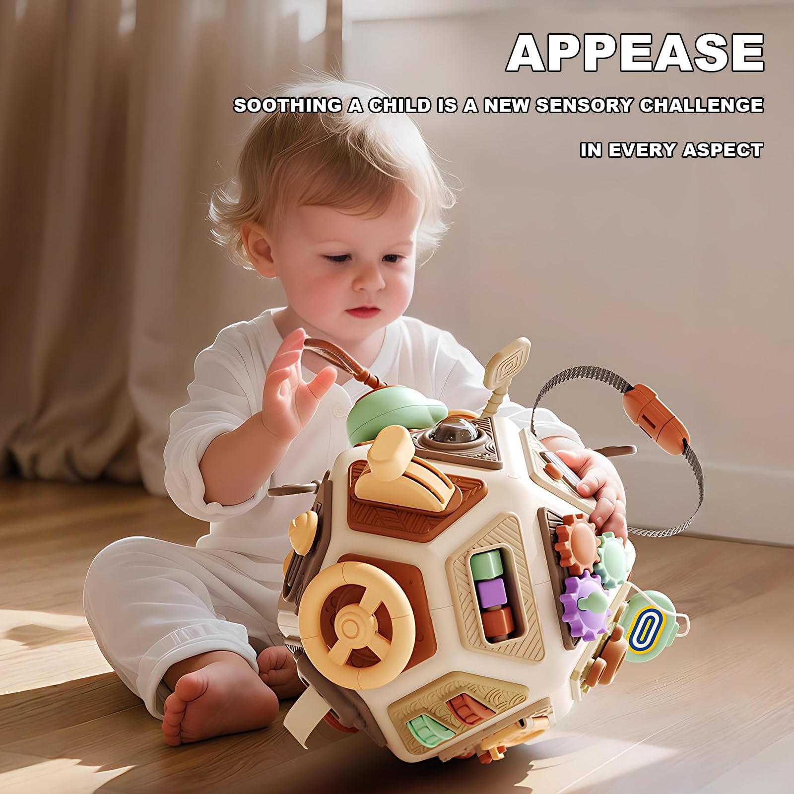 Hsyan Jouet Éducatif Cube d'Activités Bébé, Développement de la Motricité Fine Jeux d'Éveil, Jouet Sensoriel de Voyage Éducatif, Idée Cadeau Fête Noël Anniversaire