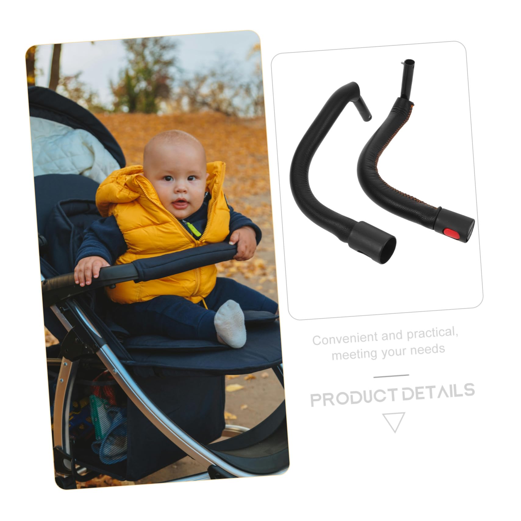Kinderwagen Armlehne Abnehmbare Sicherheitsbügel aus PU Leder Komfortabler Schutzbügel für Kleinkinder Stroller Zubehör mit Stil und einfacher Handhabung