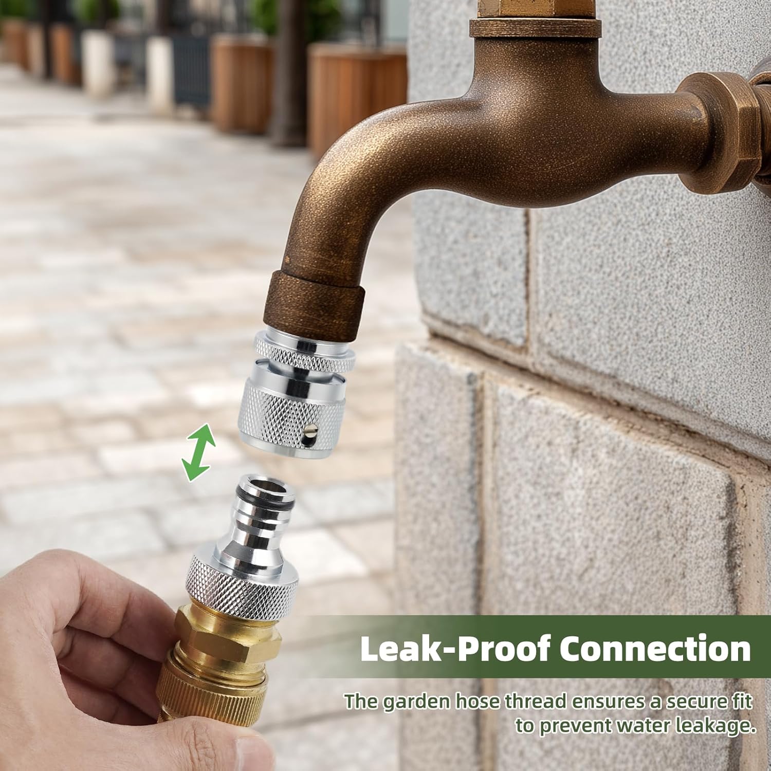 Hibbent Garden Hose Quick Connector, Solid Brass 3/4 Inch GHT Thread Faucet Hose Quick Connect Fitting, Female and Male Adapter