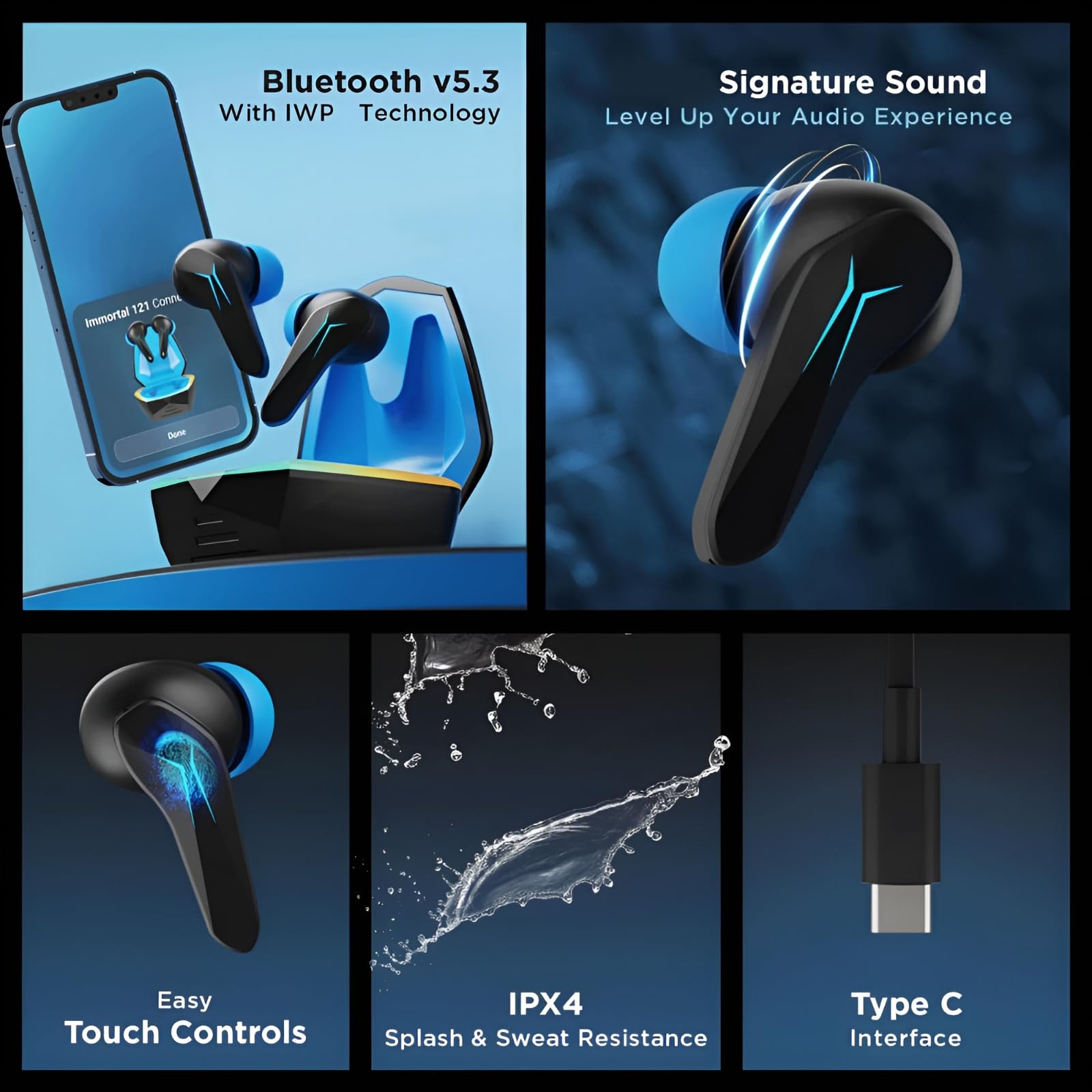 COREGENIX Immortal 121 Gaming Earbuds with Turtle Design. 30 Hours Playtime, Bluetooth 5.3 + ENC, 13mm HD BASS Drivers, IPX4 Sweat-Proof,Built-in Mic for Android & iOS 1