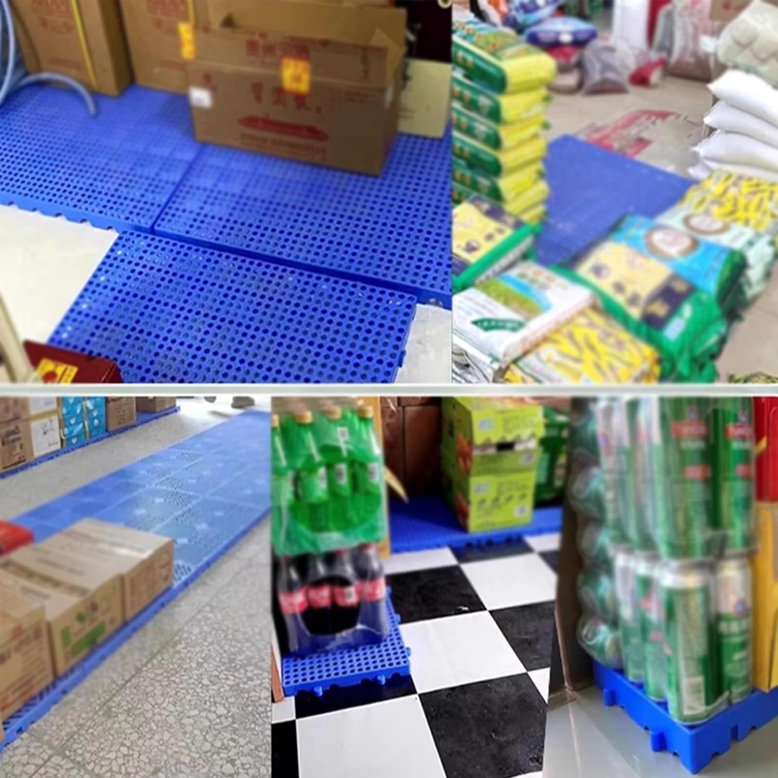 Palety Plastikowe, Lekka, Wodoodporna Paleta Podłogowa, 4 Sztuki, Oddychające Kratki HDPE, Regały na Artykuły, 100x50x5cm, do Garażu, Supermarketu i Piwnicy(Green)